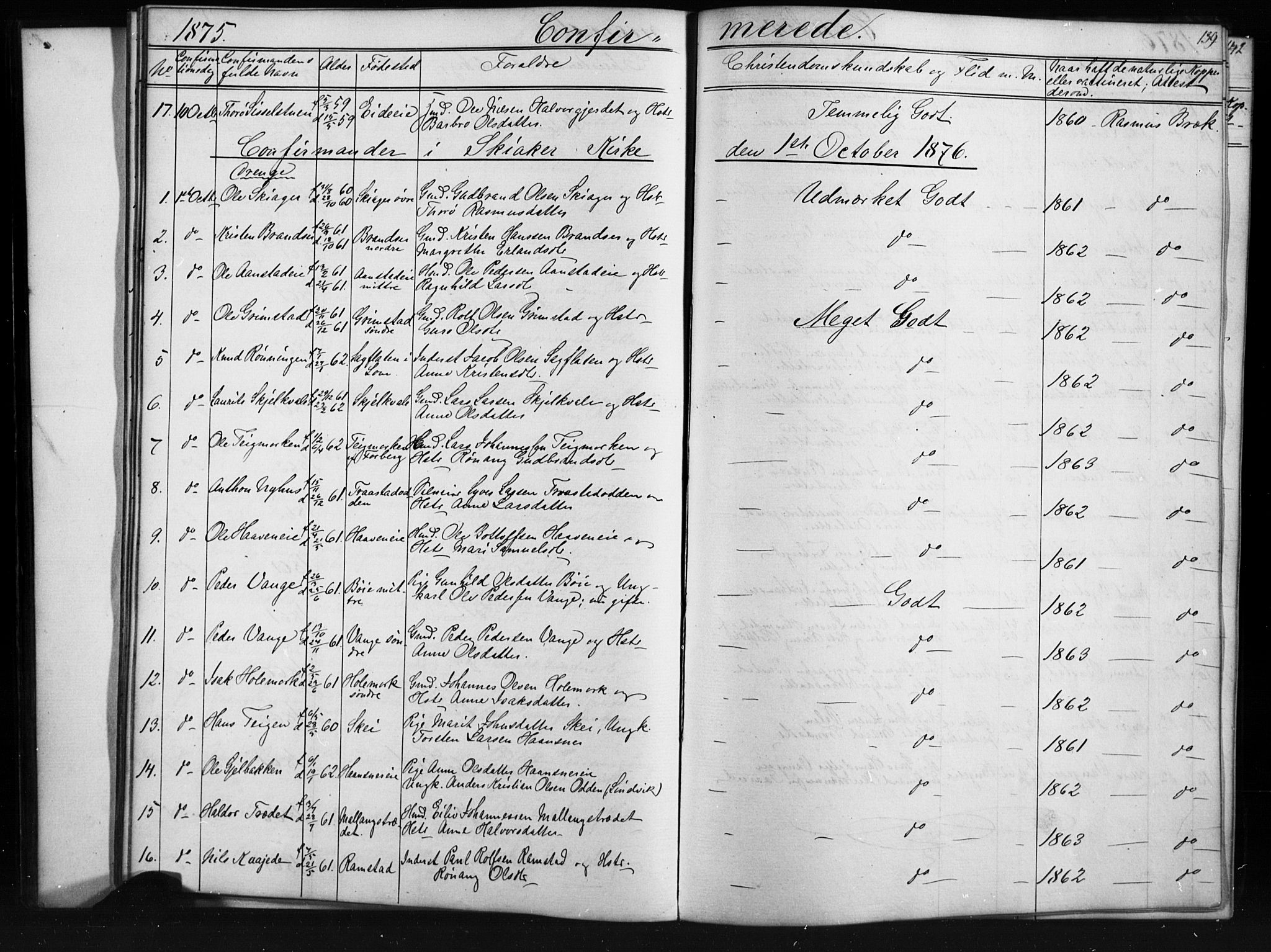 Skjåk prestekontor, SAH/PREST-072/H/Ha/Hab/L0001: Parish register (copy) no. 1, 1865-1893, p. 139