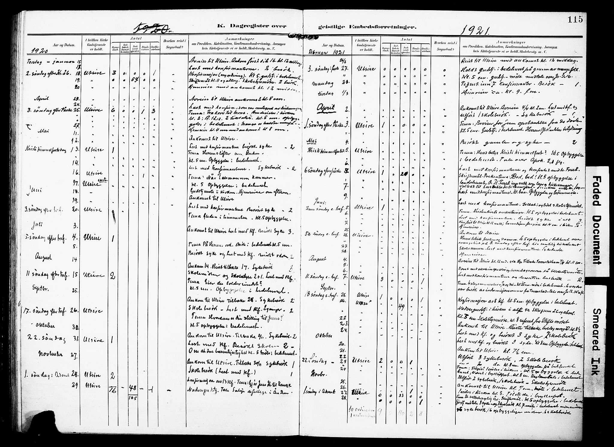 Torvastad sokneprestkontor, SAST/A -101857/H/Ha/Haa/L0018: Parish register (official) no. A 17, 1903-1925, p. 115