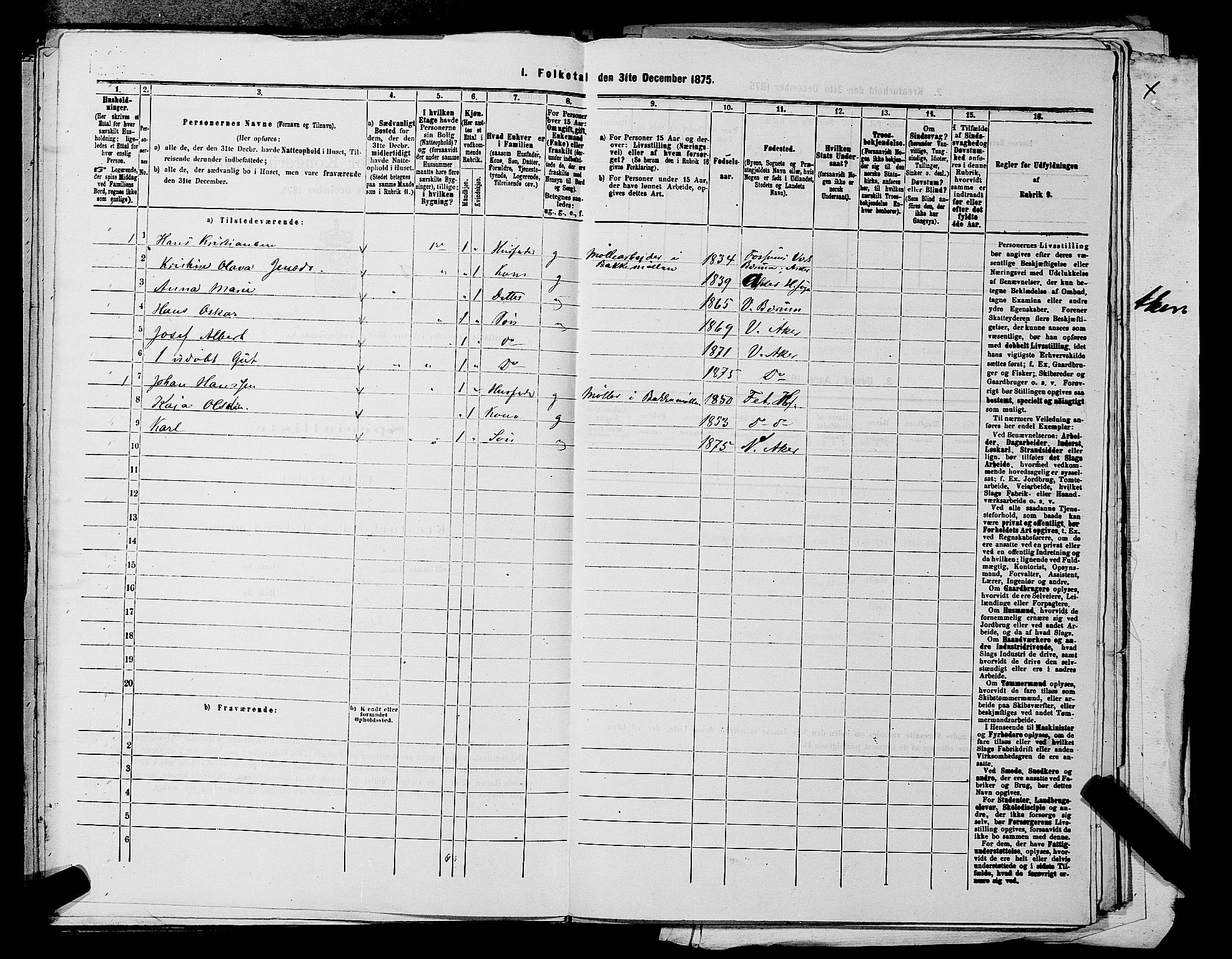 RA, 1875 census for 0218aP Vestre Aker, 1875, p. 1492