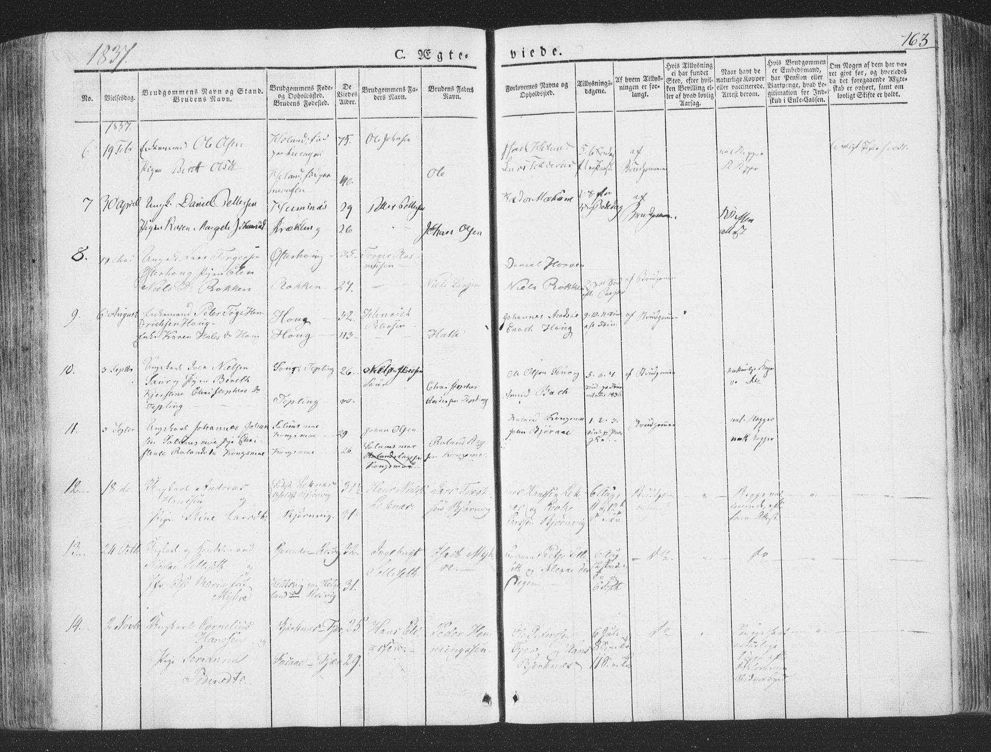 Ministerialprotokoller, klokkerbøker og fødselsregistre - Nord-Trøndelag, SAT/A-1458/780/L0639: Parish register (official) no. 780A04, 1830-1844, p. 163