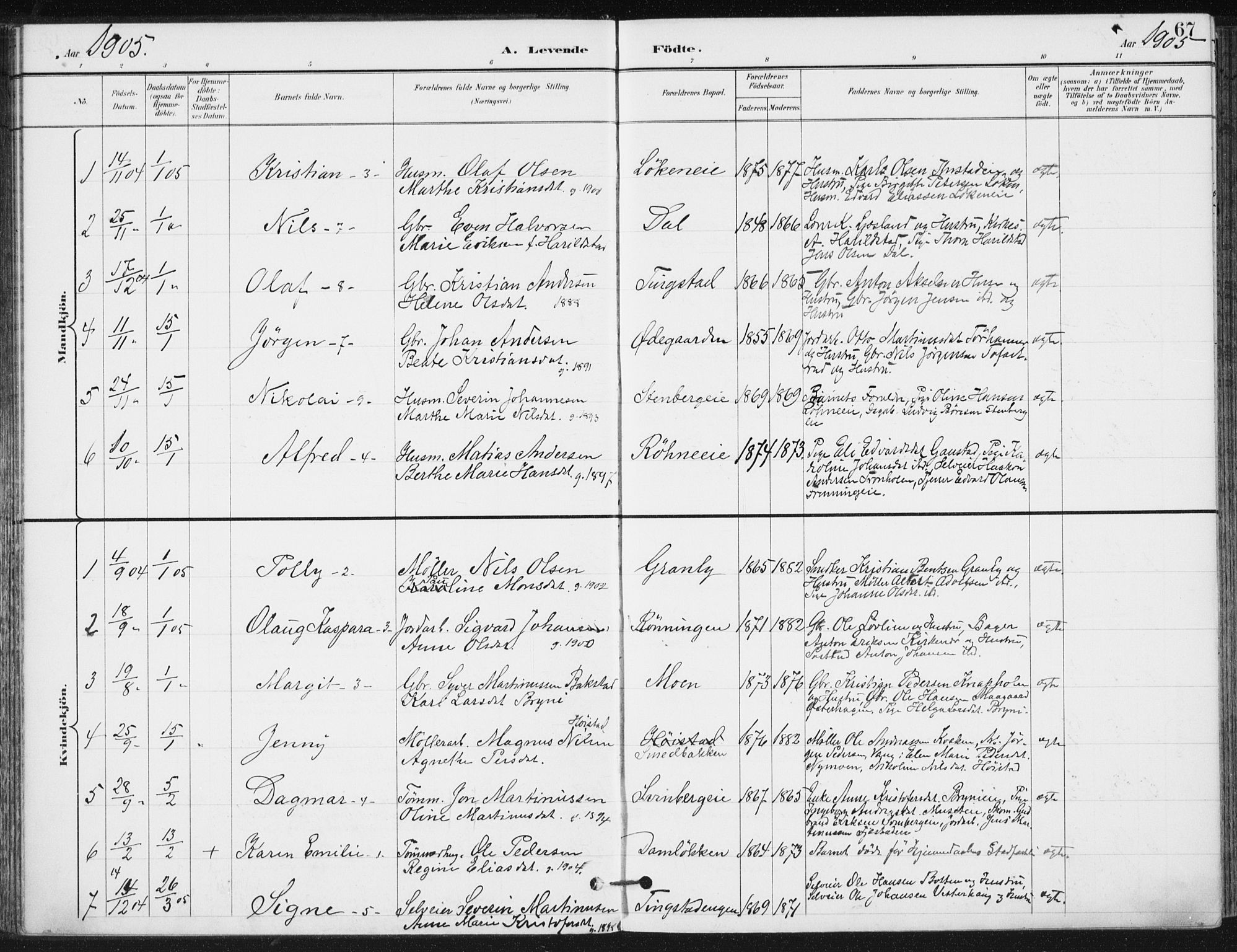 Romedal prestekontor, SAH/PREST-004/K/L0011: Parish register (official) no. 11, 1896-1912, p. 67