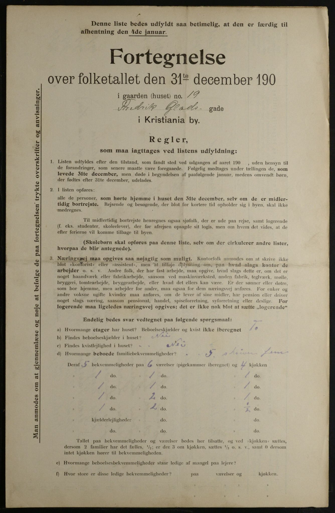 OBA, Municipal Census 1901 for Kristiania, 1901, p. 4293