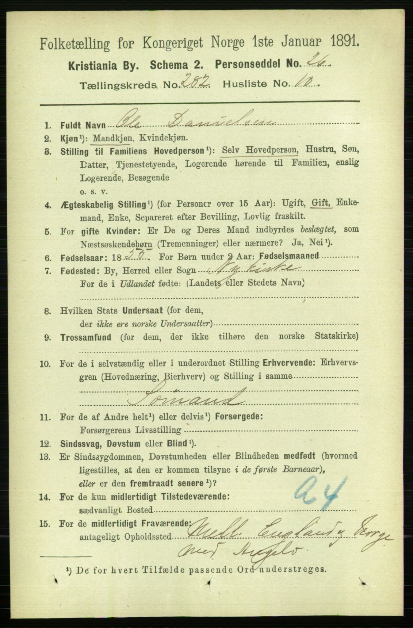 RA, 1891 census for 0301 Kristiania, 1891, p. 171908