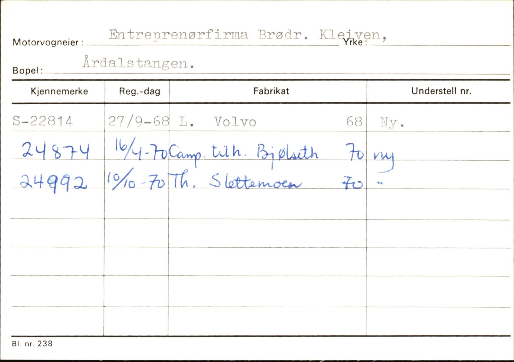 Statens vegvesen, Sogn og Fjordane vegkontor, AV/SAB-A-5301/4/F/L0145: Registerkort Vågsøy S-Å. Årdal I-P, 1945-1975, p. 1148