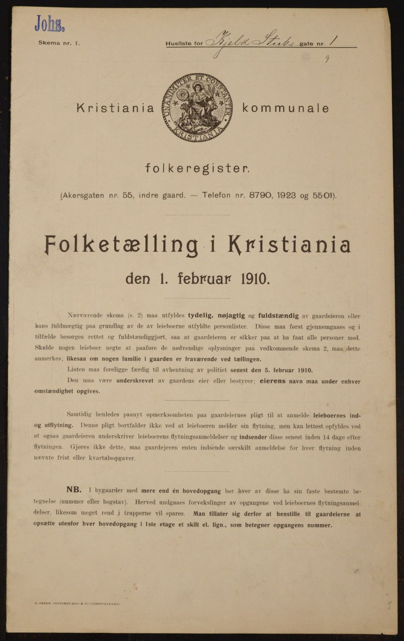 OBA, Municipal Census 1910 for Kristiania, 1910, p. 49805