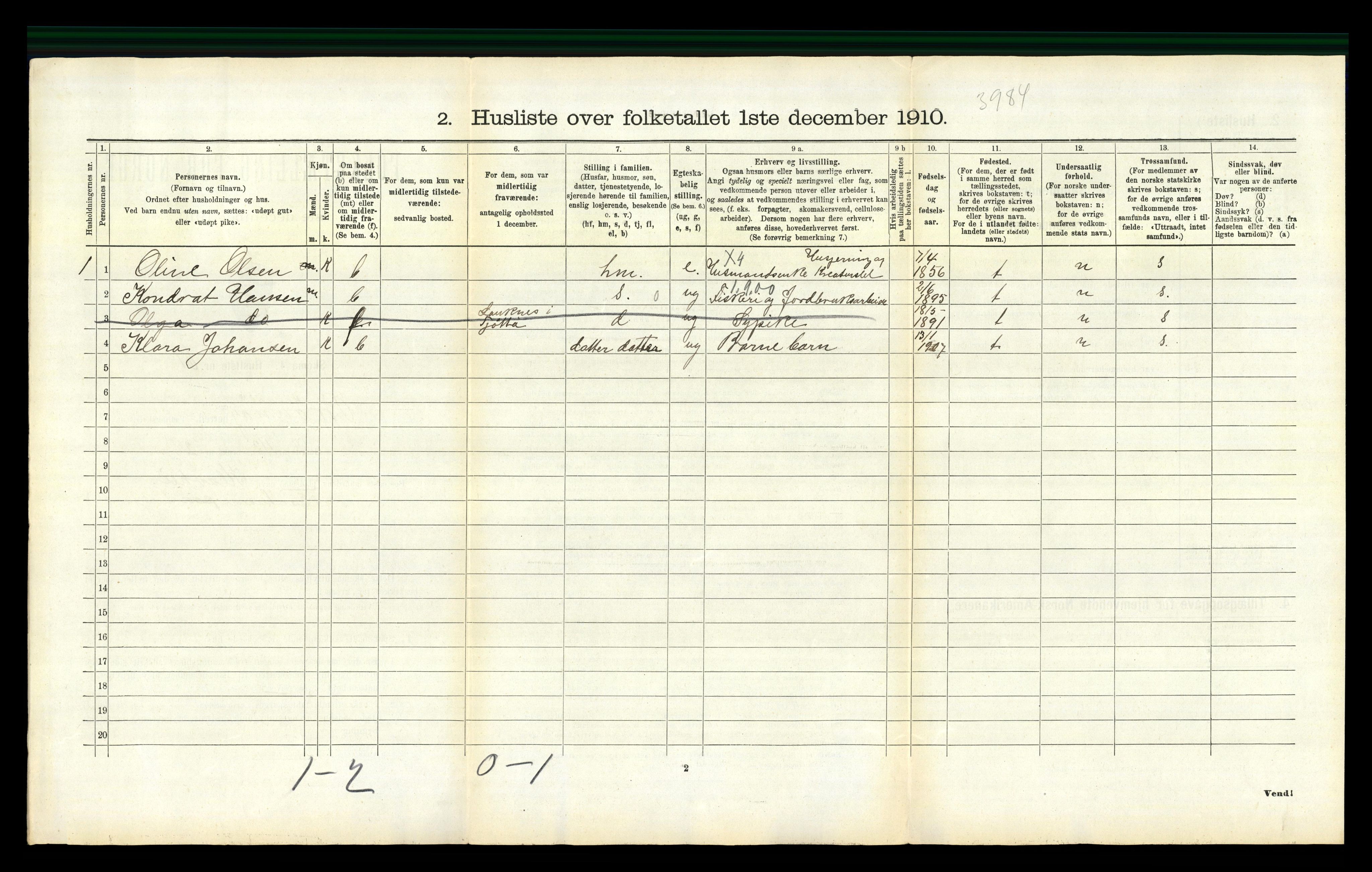 RA, 1910 census for Brønnøy, 1910, p. 596