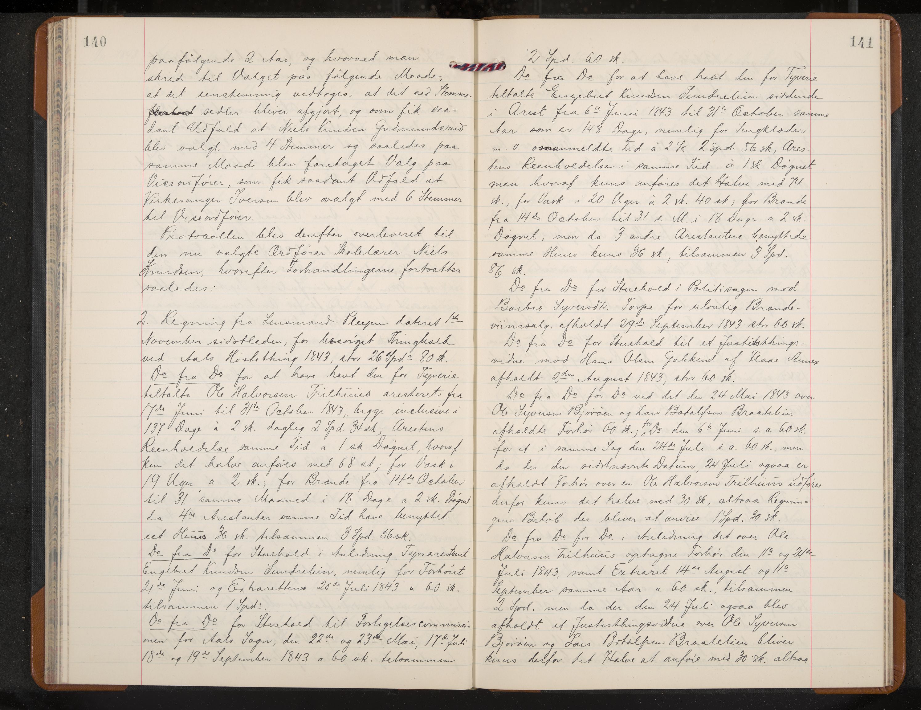 Ål formannskap og sentraladministrasjon, IKAK/0619021/A/Aa/L0001: Utskrift av møtebok, 1838-1845, p. 140-141