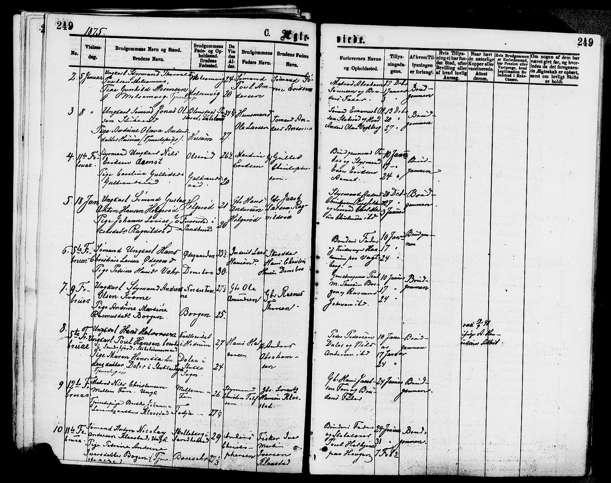 Stokke kirkebøker, SAKO/A-320/F/Fa/L0009: Parish register (official) no. I 9, 1872-1883, p. 249