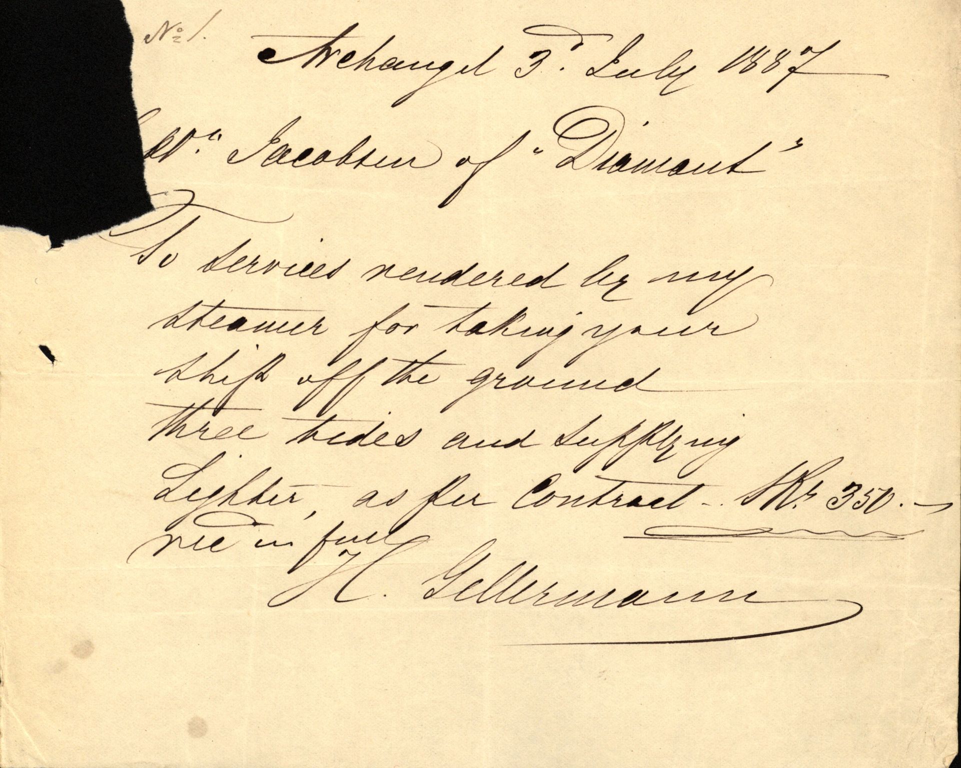 Pa 63 - Østlandske skibsassuranceforening, VEMU/A-1079/G/Ga/L0020/0003: Havaridokumenter / Anton, Diamant, Templar, Finn, Eliezer, Arctic, 1887, p. 117