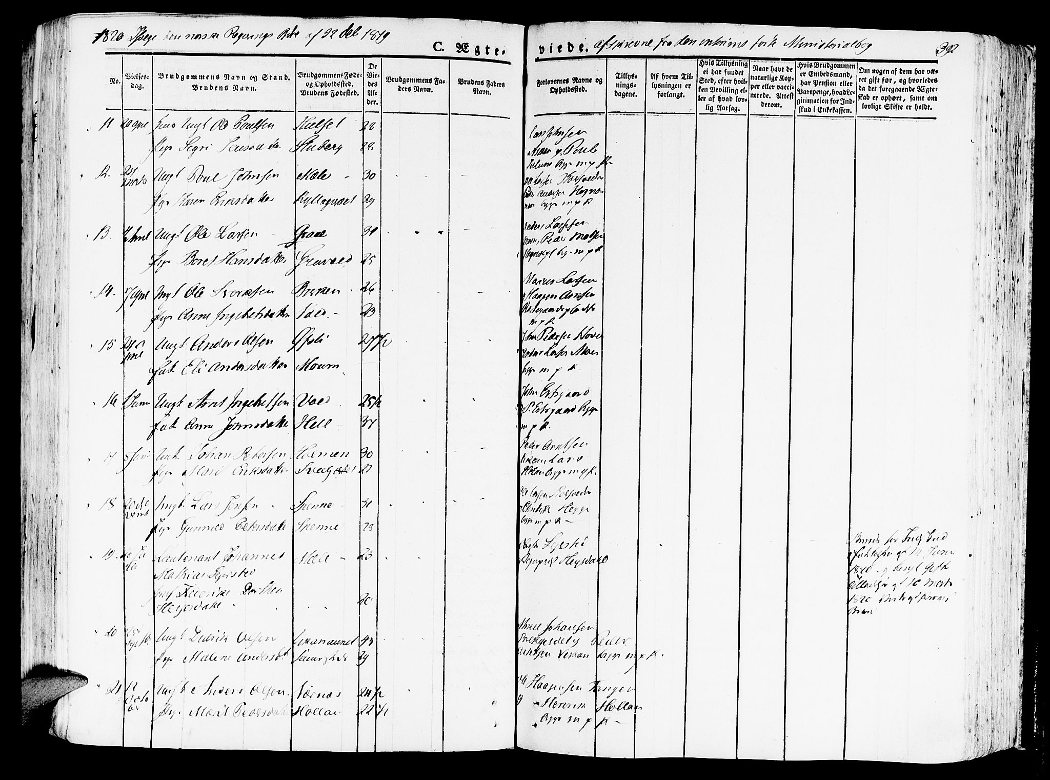 Ministerialprotokoller, klokkerbøker og fødselsregistre - Nord-Trøndelag, SAT/A-1458/709/L0070: Parish register (official) no. 709A10, 1820-1832, p. 392