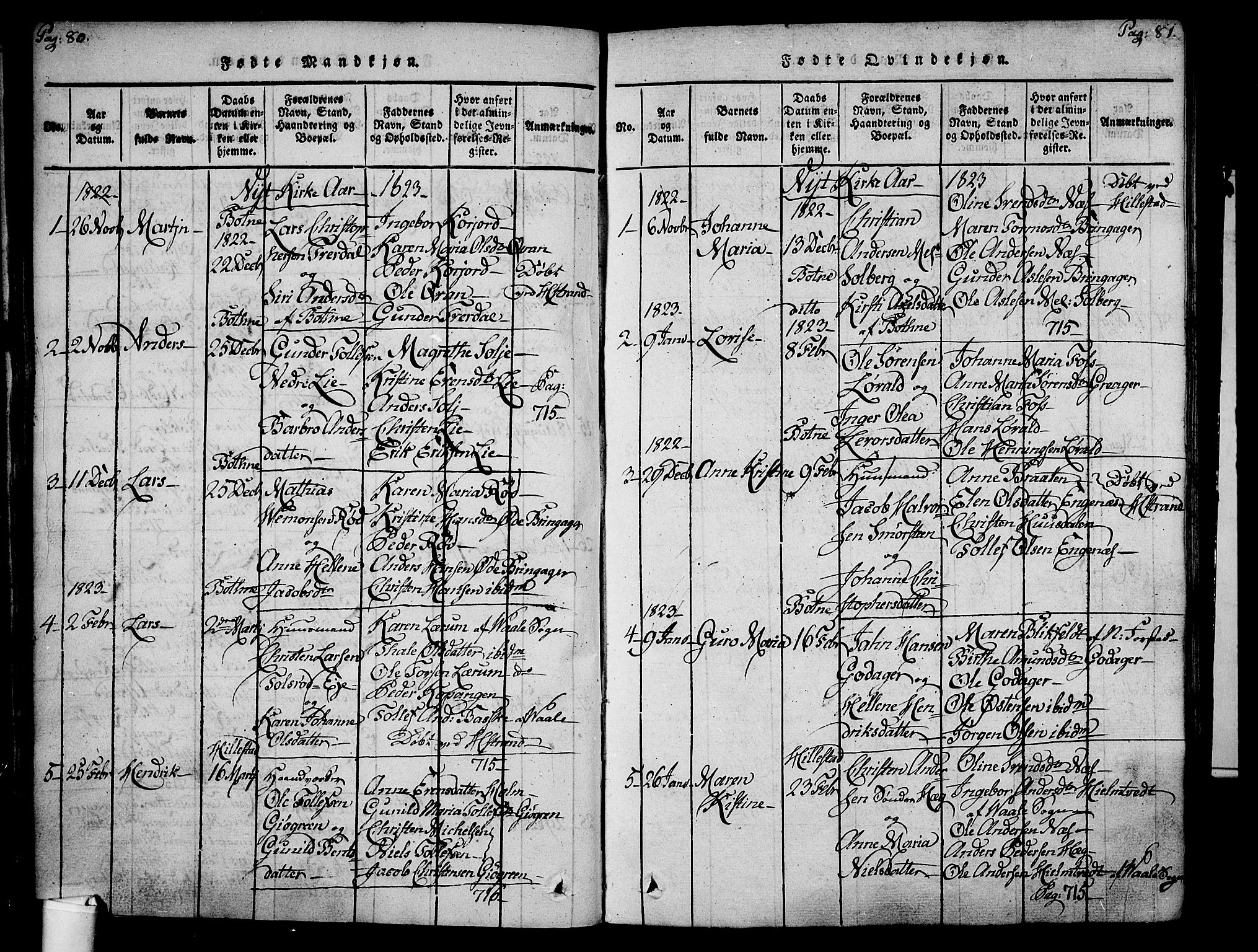 Botne kirkebøker, SAKO/A-340/F/Fa/L0005: Parish register (official) no. I 5, 1814-1836, p. 80-81