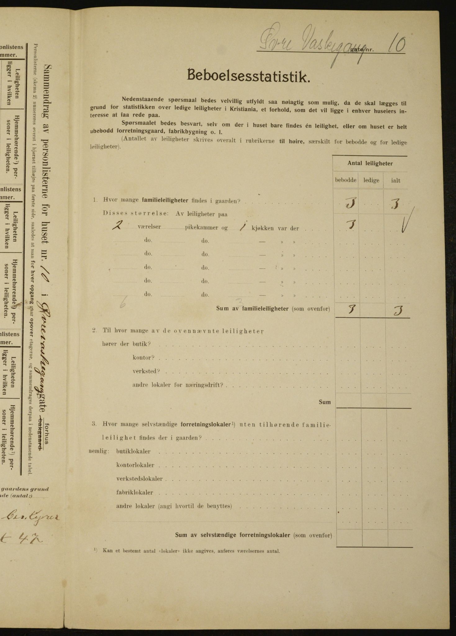 OBA, Municipal Census 1910 for Kristiania, 1910, p. 123323