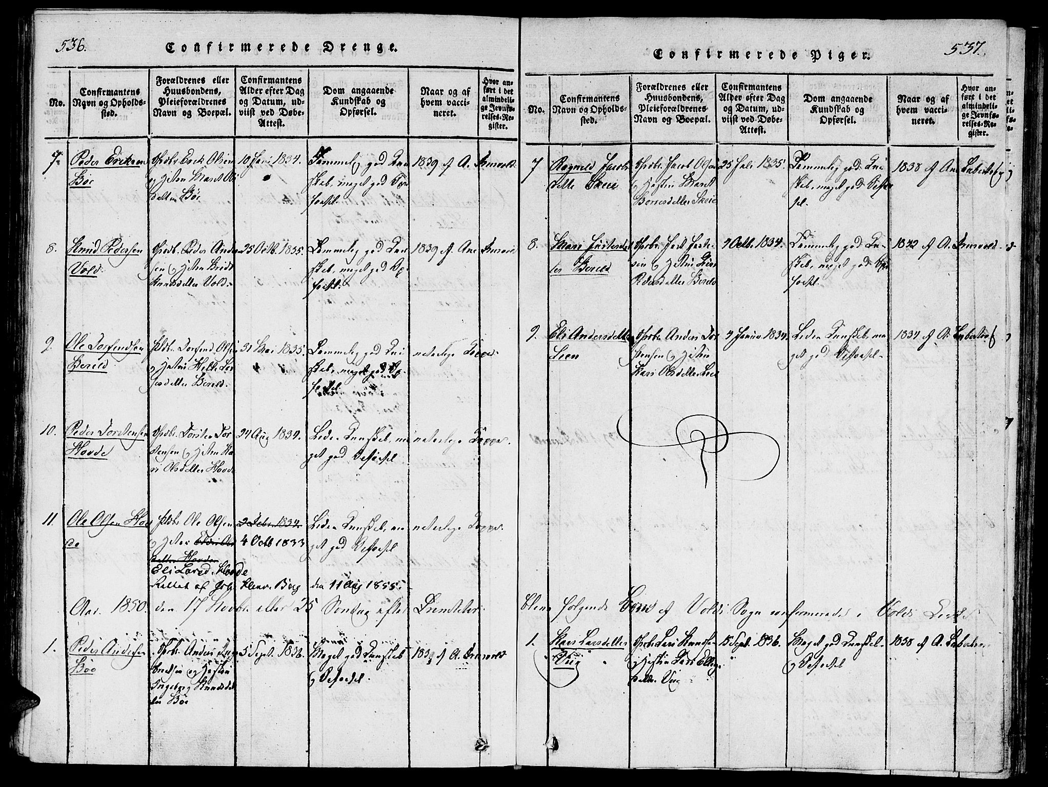 Ministerialprotokoller, klokkerbøker og fødselsregistre - Møre og Romsdal, SAT/A-1454/543/L0561: Parish register (official) no. 543A01, 1818-1853, p. 536-537