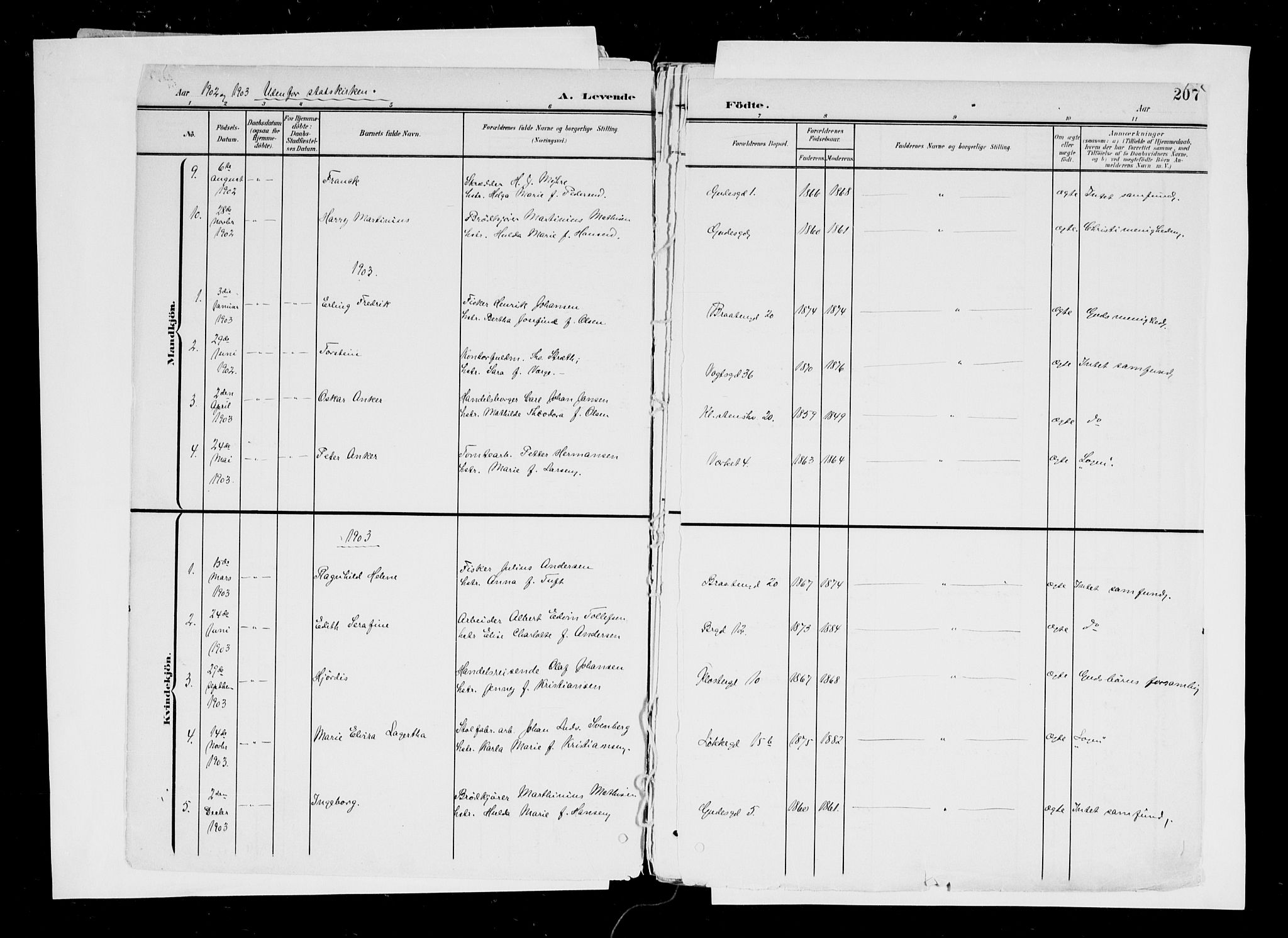 Moss prestekontor Kirkebøker, SAO/A-2003/F/Fb/L0004: Parish register (official) no. II 4, 1902-1912, p. 207