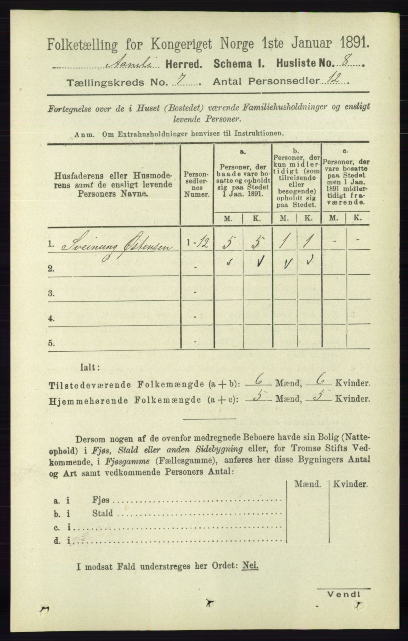 RA, 1891 census for 0929 Åmli, 1891, p. 923