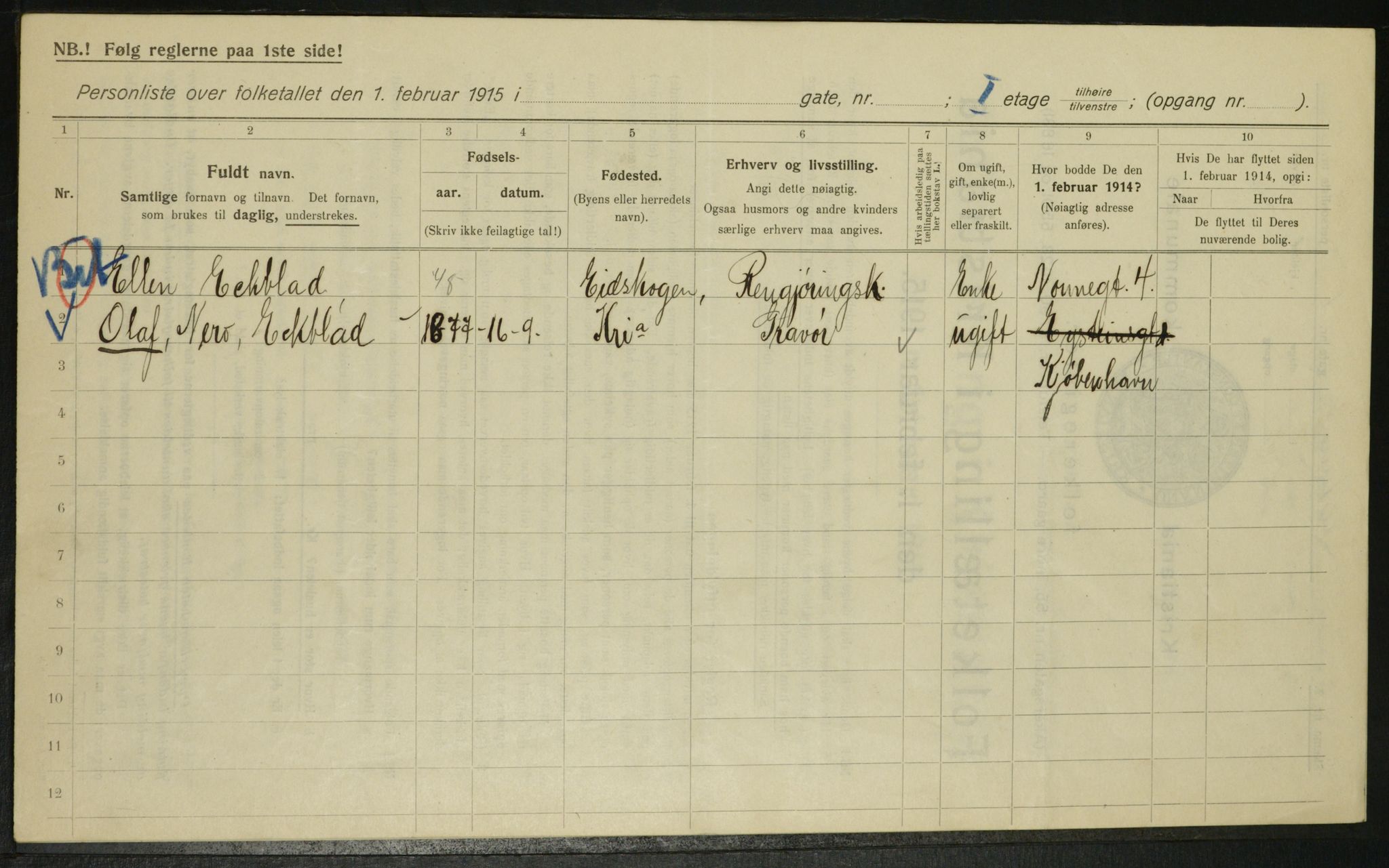 OBA, Municipal Census 1915 for Kristiania, 1915, p. 130848