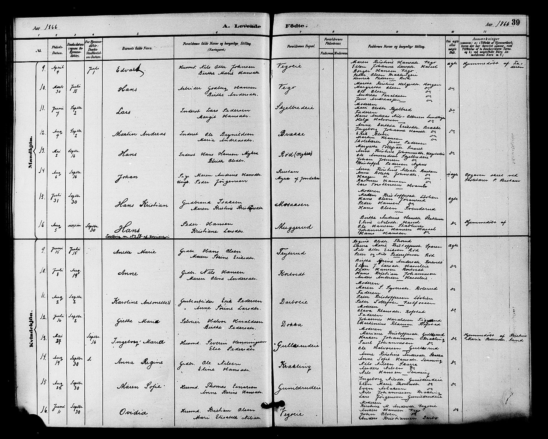 Fiskum kirkebøker, AV/SAKO-A-15/F/Fa/L0001: Parish register (official) no. 1, 1858-1877, p. 39