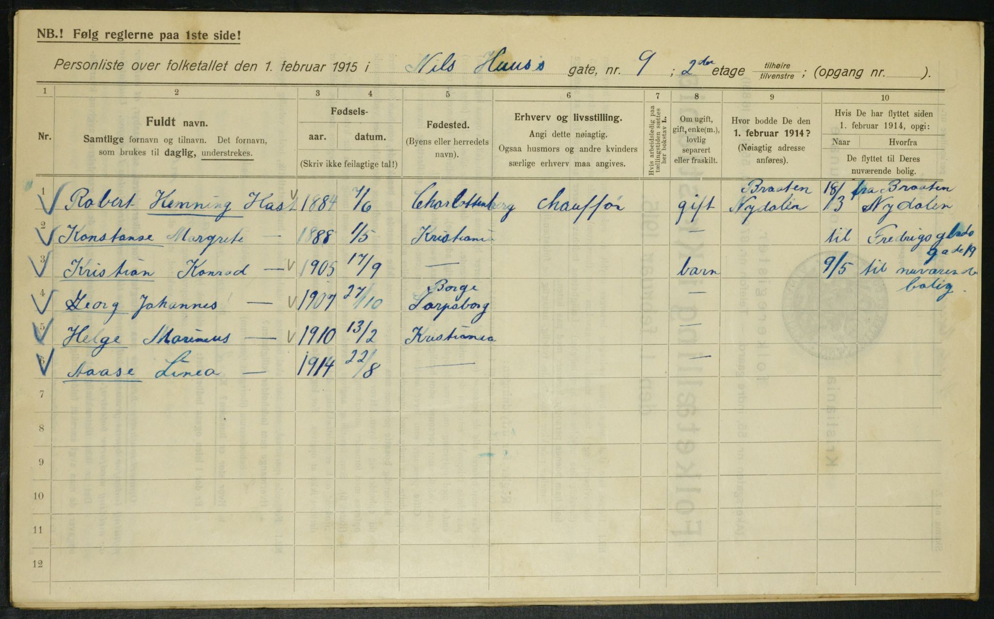 OBA, Municipal Census 1915 for Kristiania, 1915, p. 70388