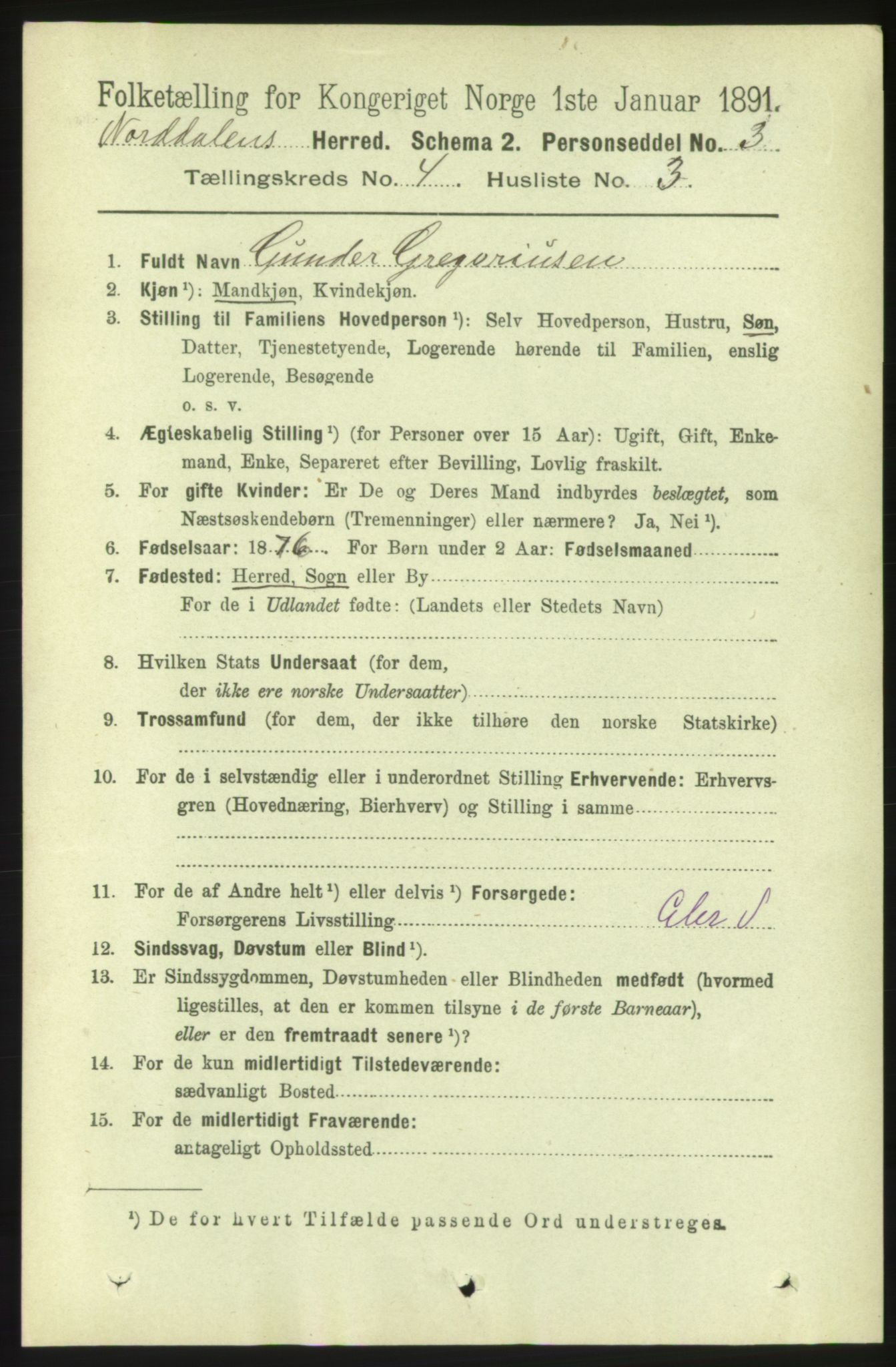 RA, 1891 census for 1524 Norddal, 1891, p. 796