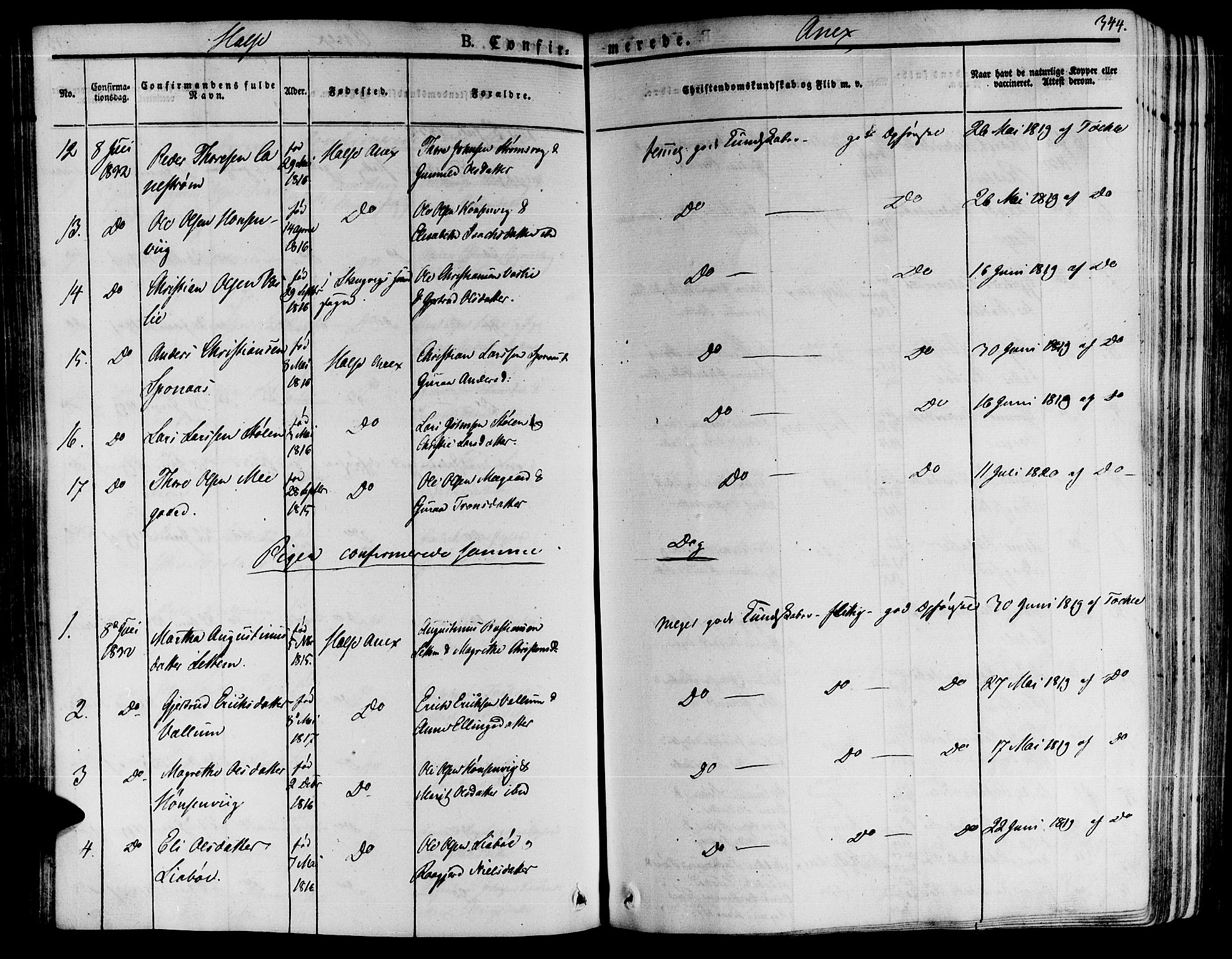 Ministerialprotokoller, klokkerbøker og fødselsregistre - Møre og Romsdal, AV/SAT-A-1454/592/L1025: Parish register (official) no. 592A03 /2, 1831-1849, p. 344