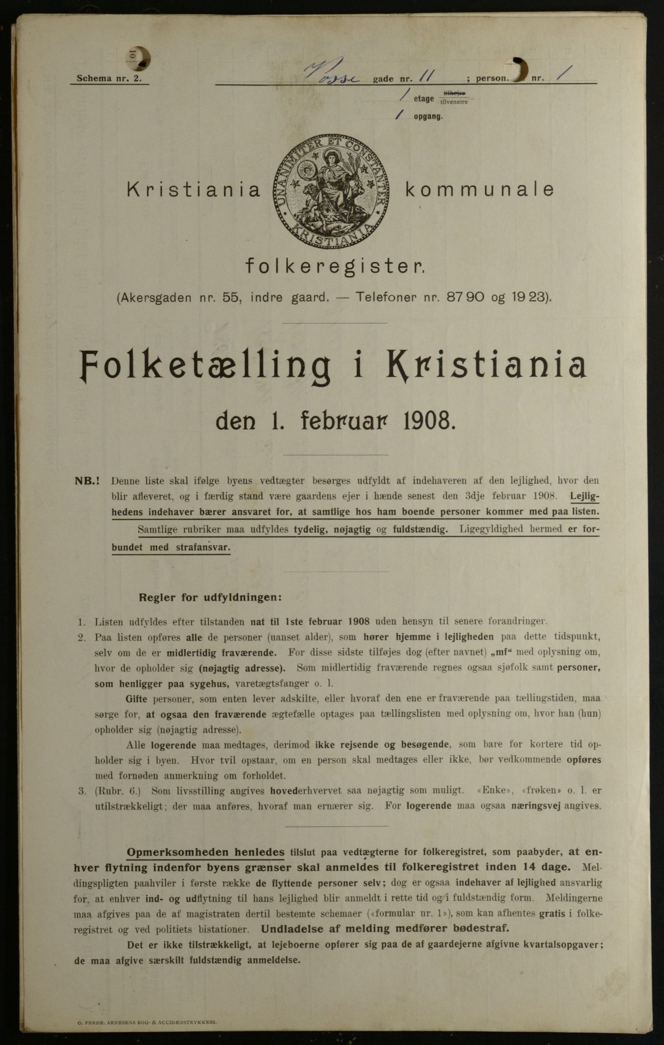 OBA, Municipal Census 1908 for Kristiania, 1908, p. 112580