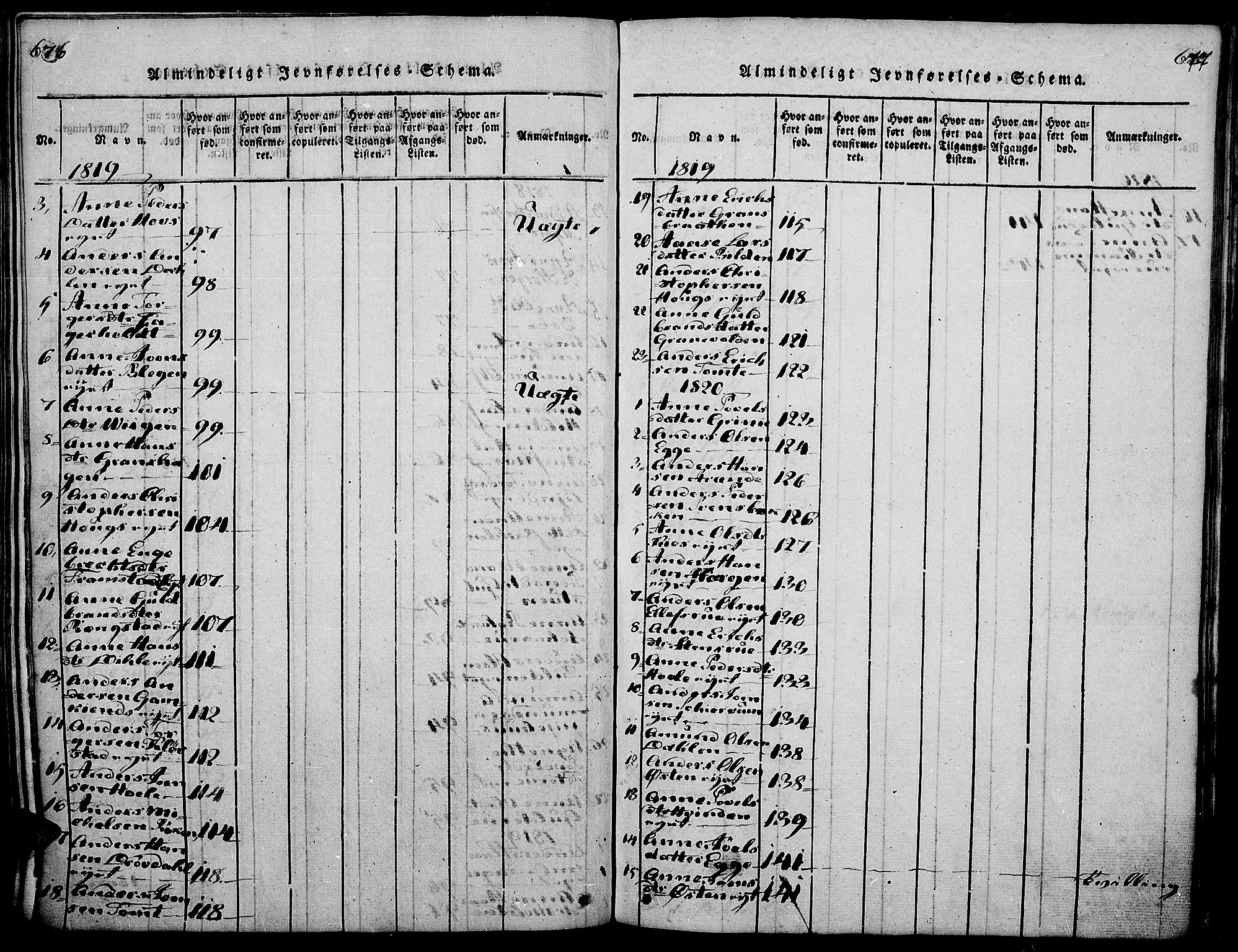 Gran prestekontor, AV/SAH-PREST-112/H/Ha/Haa/L0009: Parish register (official) no. 9, 1815-1824, p. 676-677