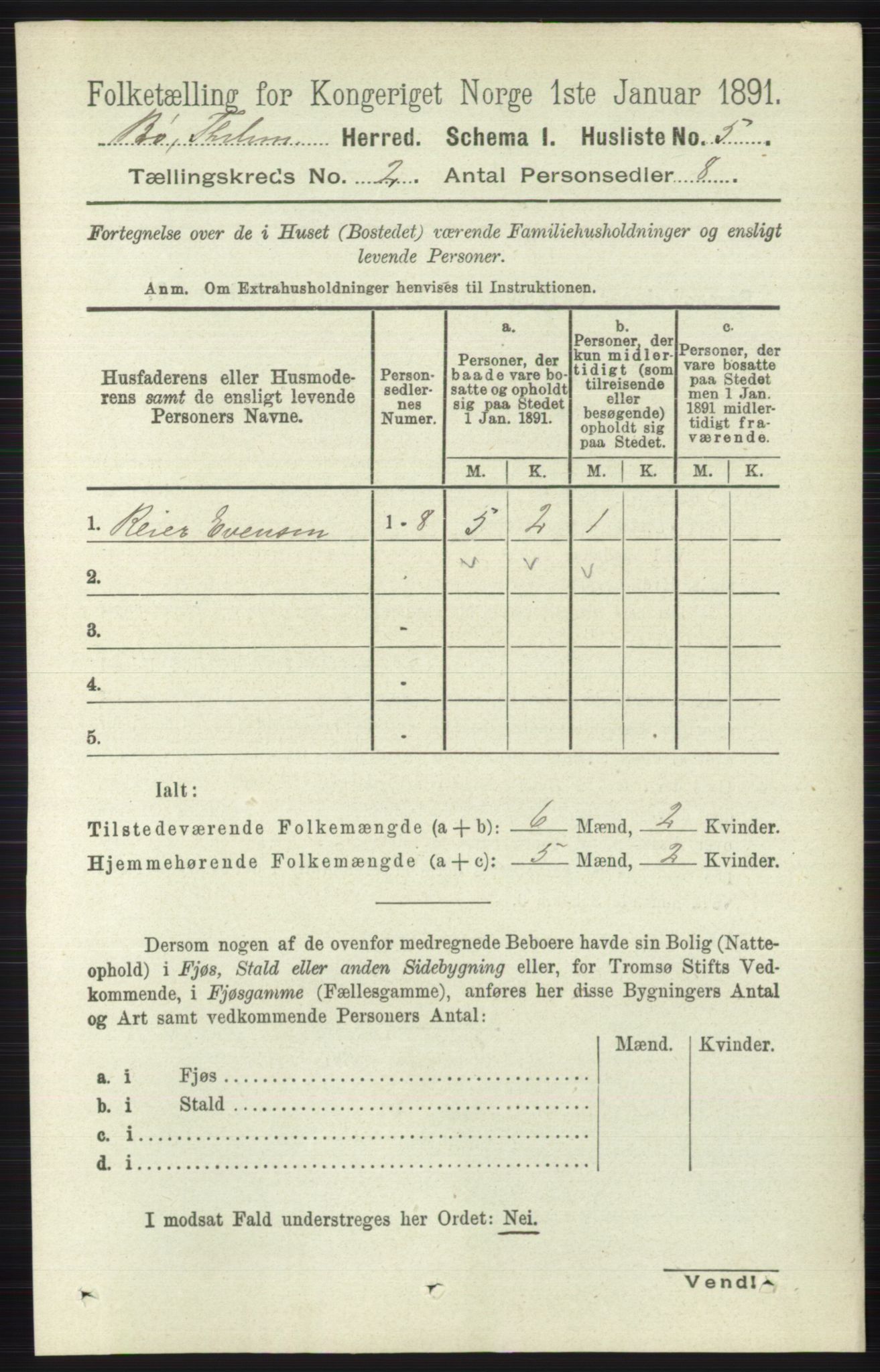 RA, 1891 census for 0821 Bø, 1891, p. 624