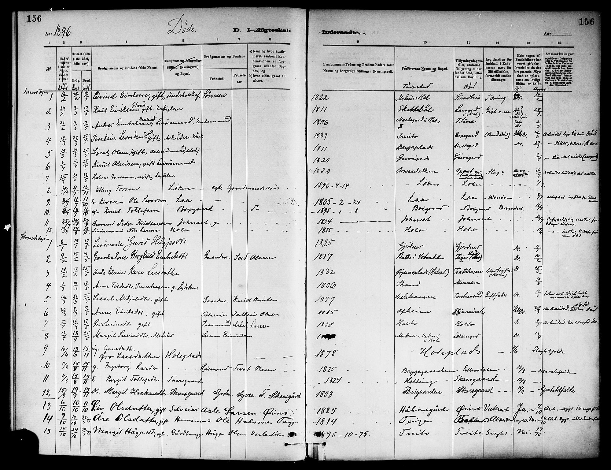 Ål kirkebøker, SAKO/A-249/F/Fa/L0008: Parish register (official) no. I 8, 1882-1896, p. 156