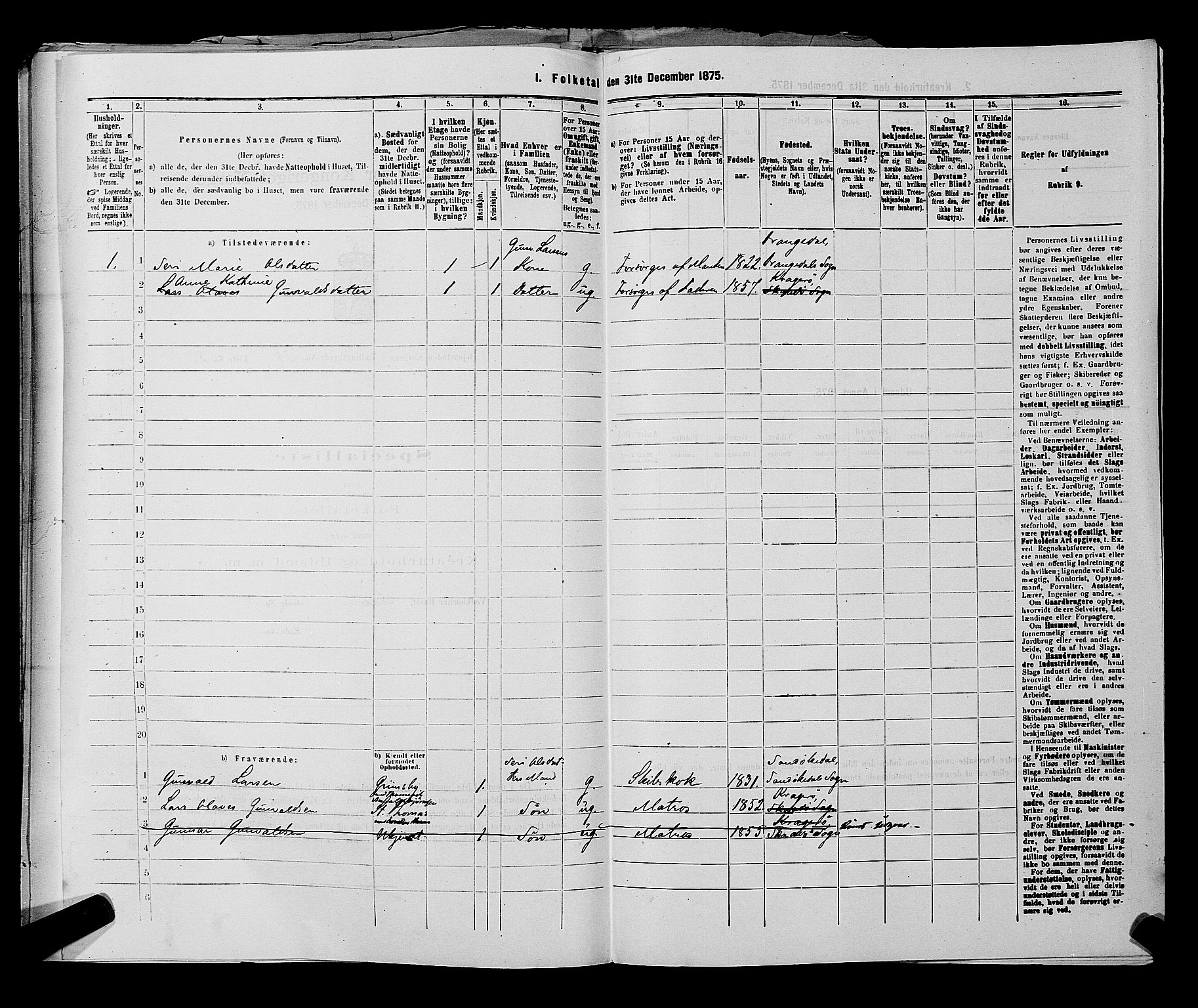 SAKO, 1875 census for 0801P Kragerø, 1875, p. 842