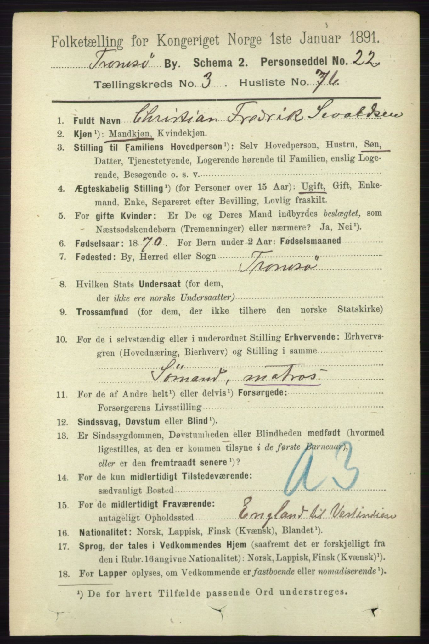 RA, 1891 census for 1902 Tromsø, 1891, p. 3984