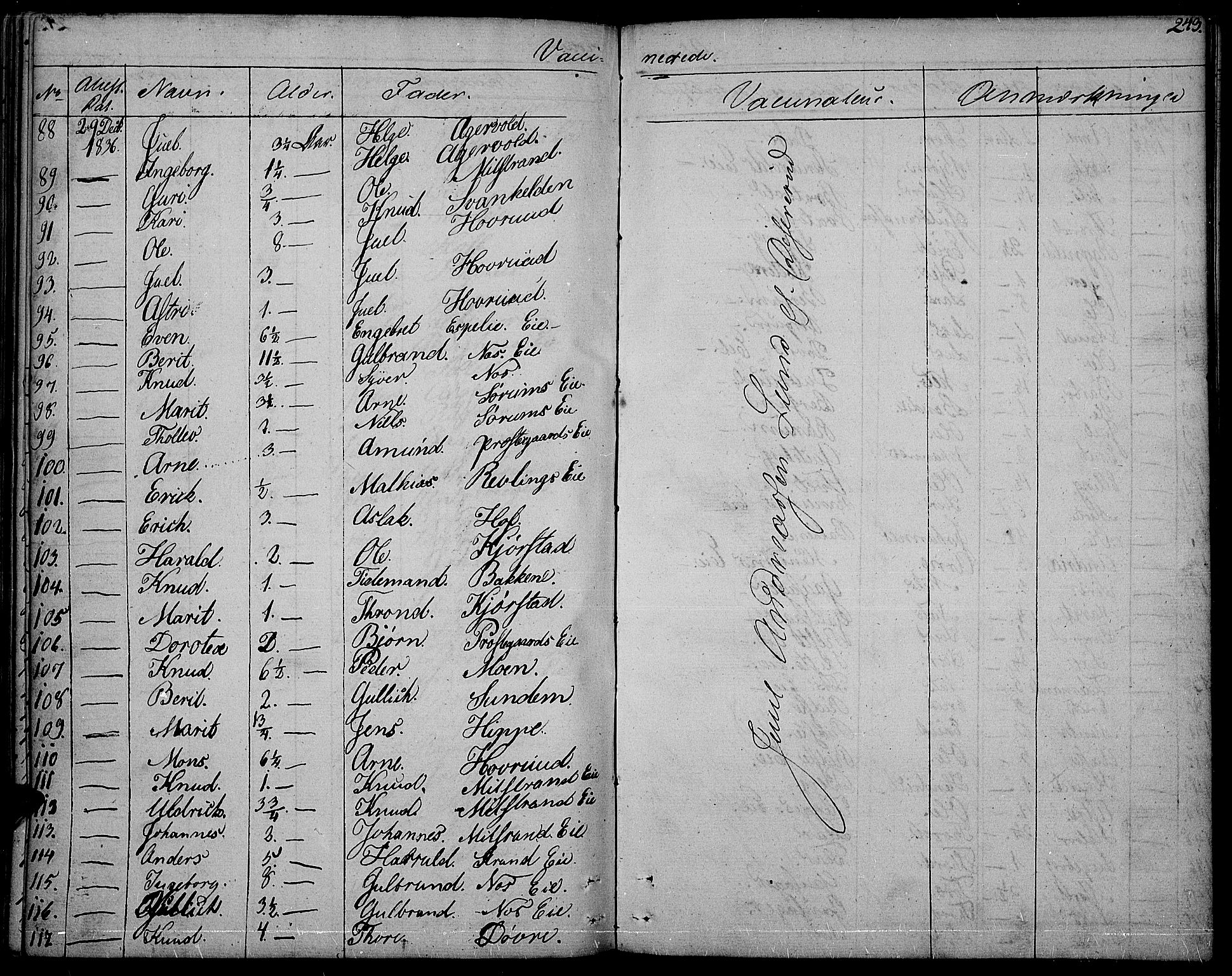 Nord-Aurdal prestekontor, AV/SAH-PREST-132/H/Ha/Haa/L0003: Parish register (official) no. 3, 1828-1841, p. 243