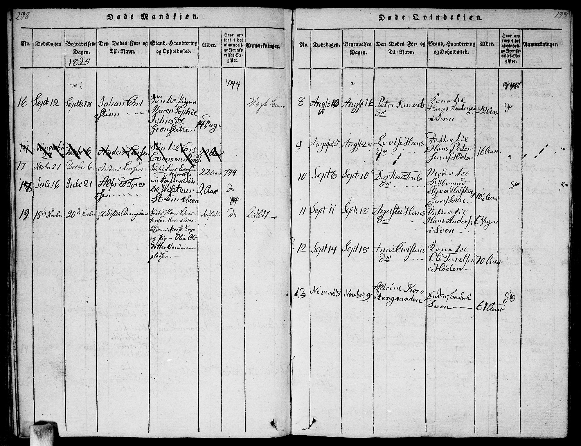 Vestby prestekontor Kirkebøker, SAO/A-10893/G/Ga/L0001: Parish register (copy) no. I 1, 1814-1827, p. 298-299