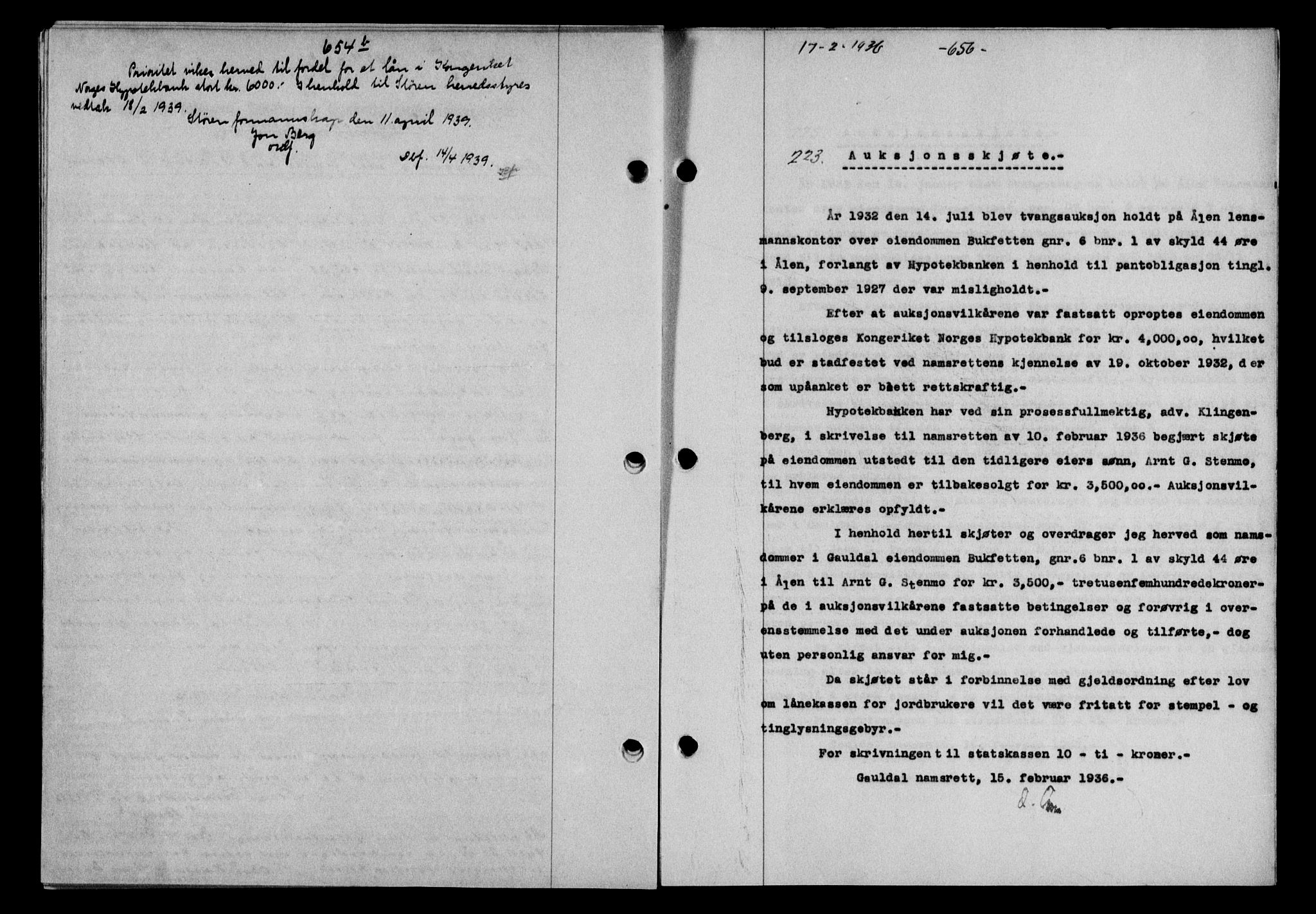 Gauldal sorenskriveri, SAT/A-0014/1/2/2C/L0045: Mortgage book no. 47-49, 1935-1936, Deed date: 17.02.1936