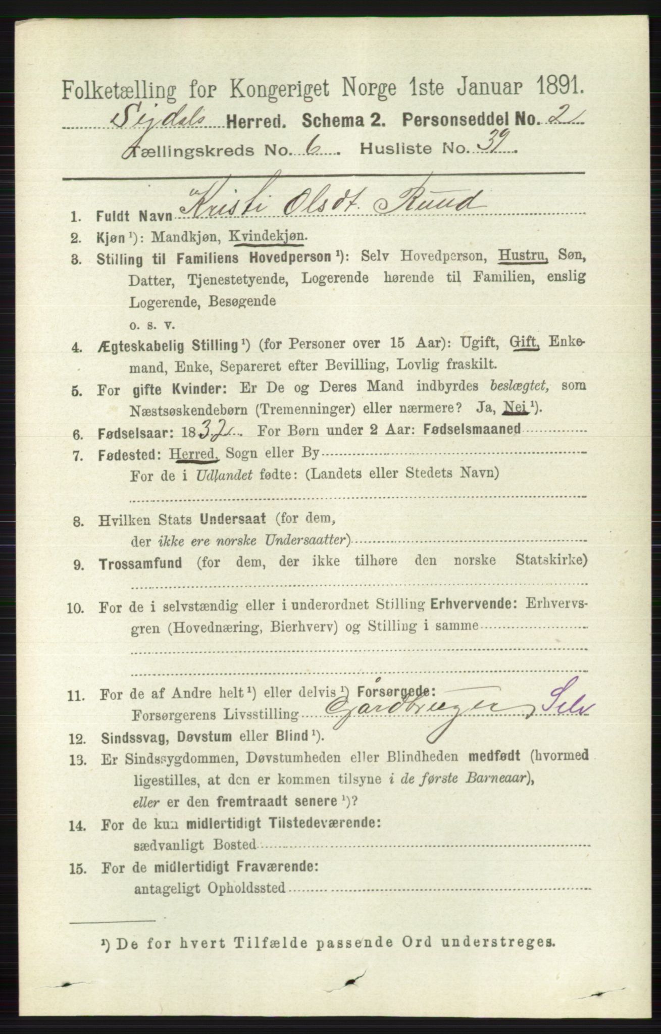 RA, 1891 census for 0621 Sigdal, 1891, p. 2635