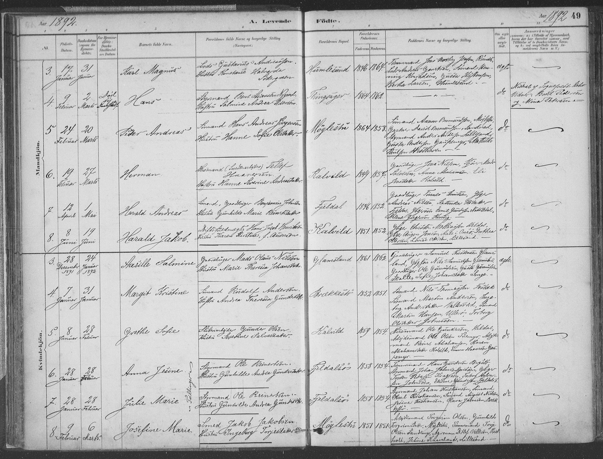Vestre Moland sokneprestkontor, AV/SAK-1111-0046/F/Fa/Fab/L0009: Parish register (official) no. A 9, 1884-1899, p. 49