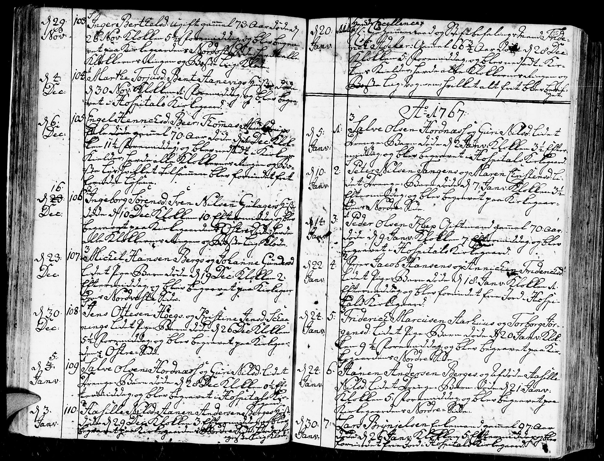 Kristiansand domprosti, SAK/1112-0006/F/Fa/L0004: Parish register (official) no. A 4, 1762-1794, p. 55