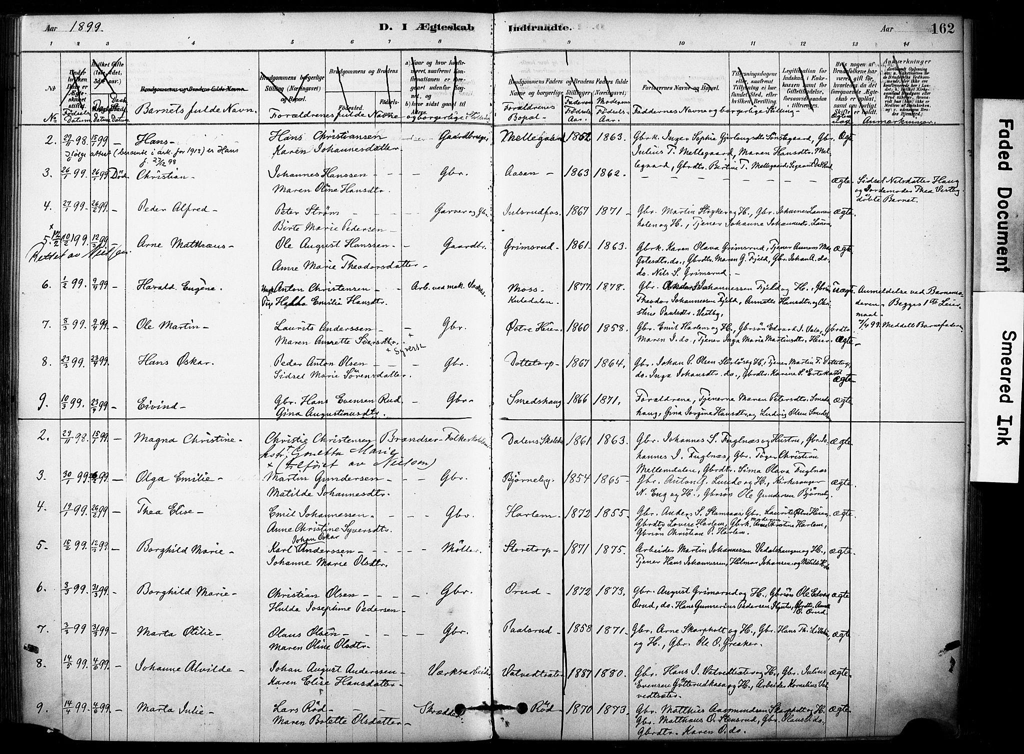 Rakkestad prestekontor Kirkebøker, AV/SAO-A-2008/F/Fb/L0001: Parish register (official) no. II 1, 1878-1899, p. 162