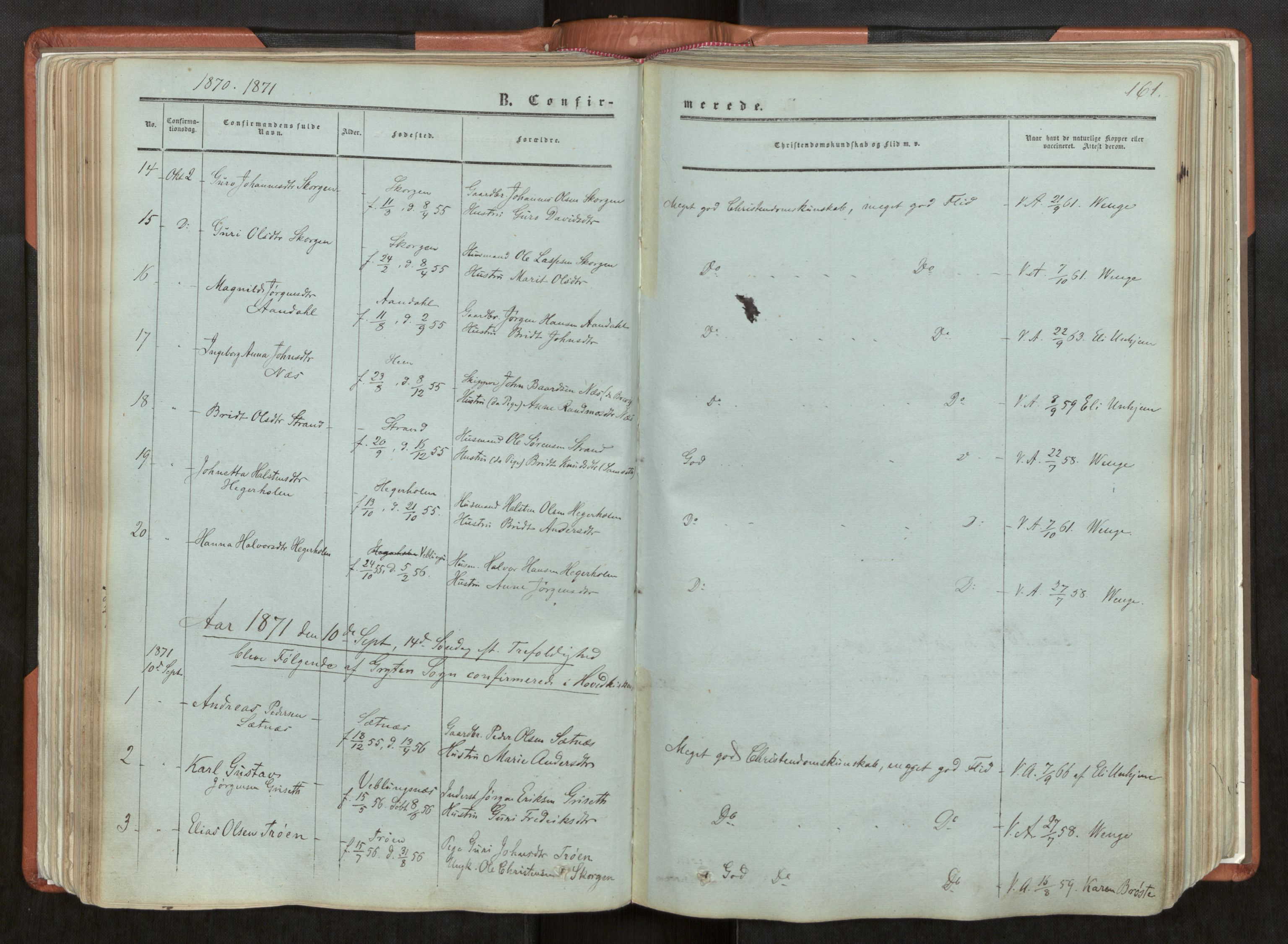 Ministerialprotokoller, klokkerbøker og fødselsregistre - Møre og Romsdal, AV/SAT-A-1454/544/L0572: Parish register (official) no. 544A05, 1854-1886, p. 161