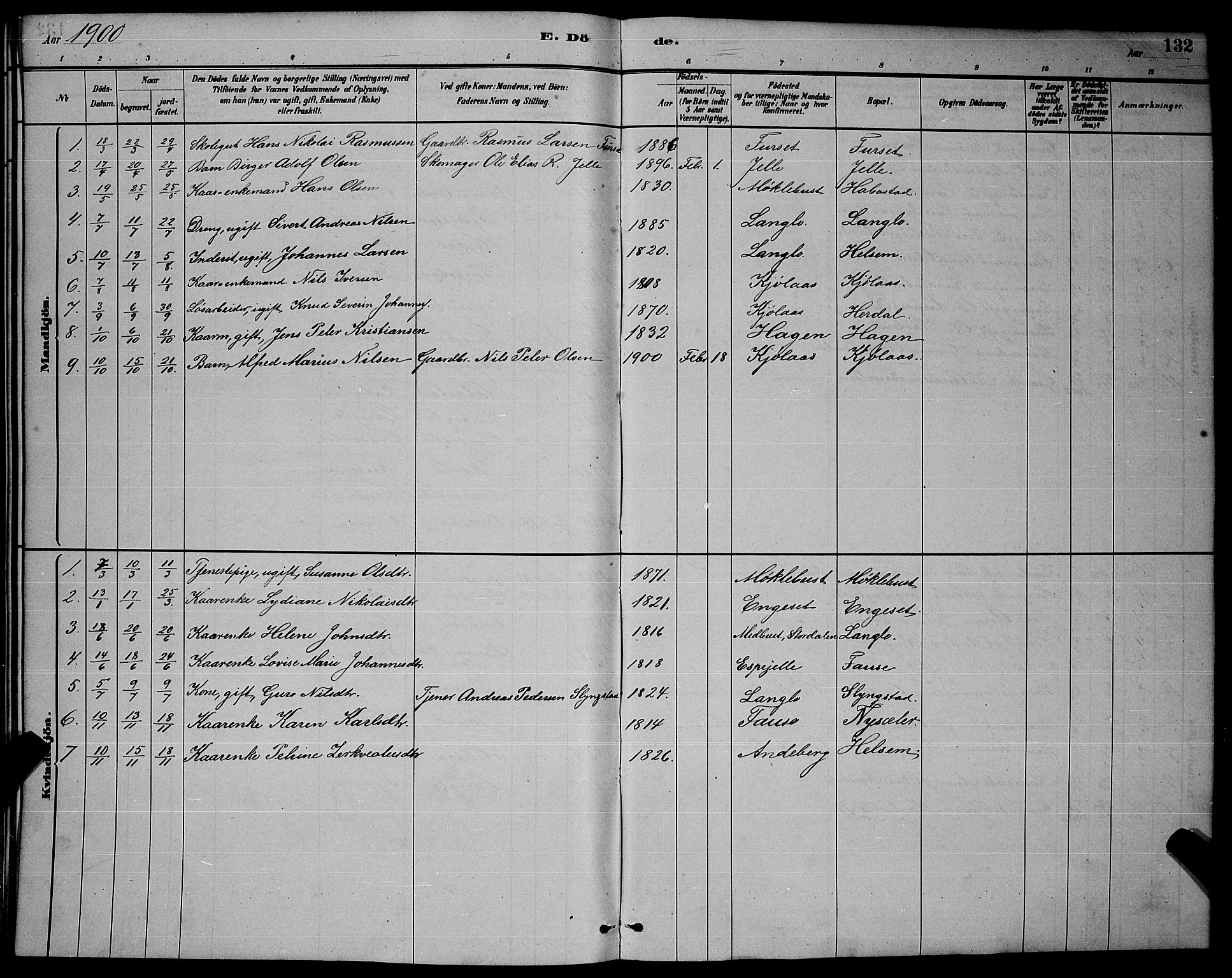 Ministerialprotokoller, klokkerbøker og fødselsregistre - Møre og Romsdal, AV/SAT-A-1454/520/L0292: Parish register (copy) no. 520C04, 1882-1901, p. 132