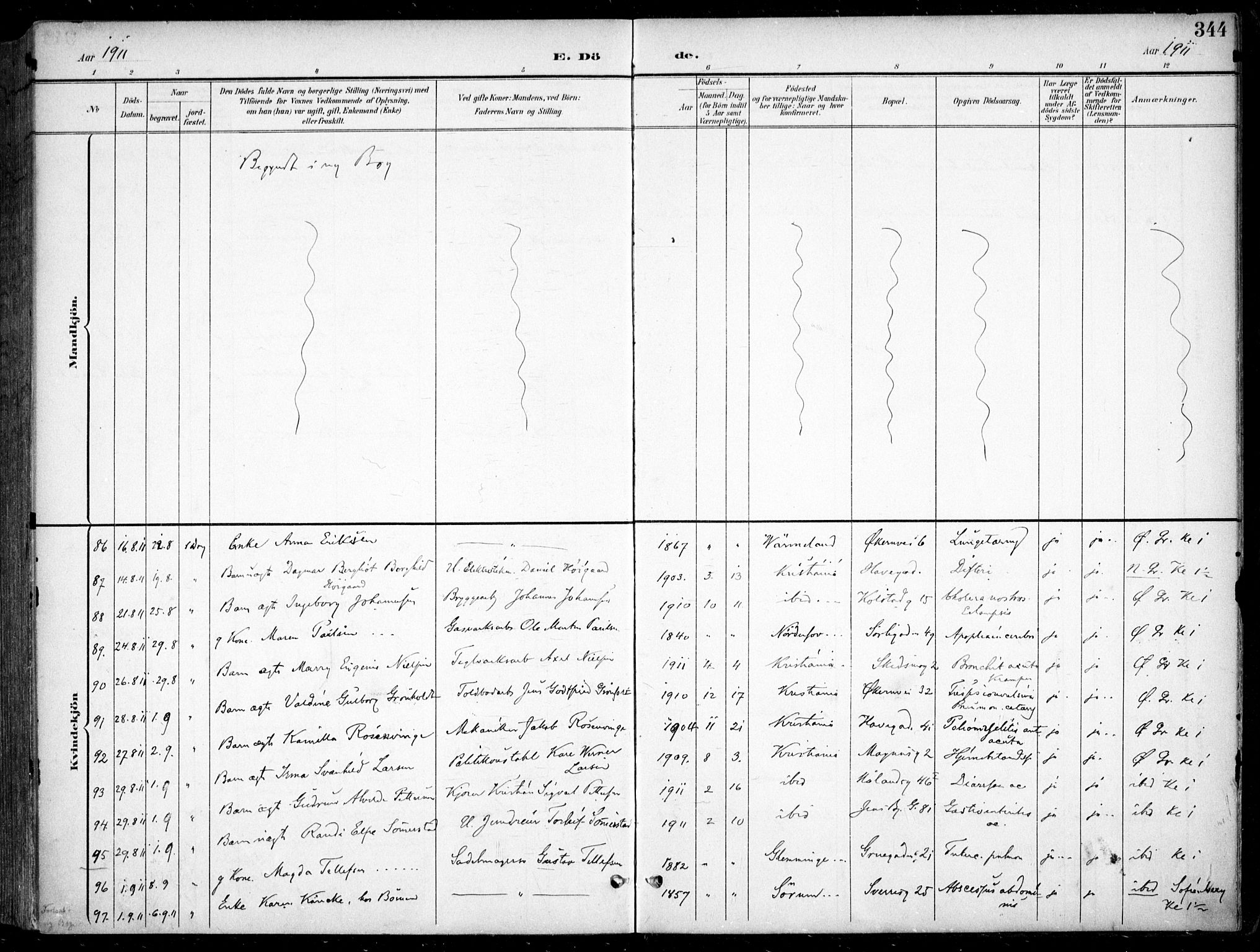 Kampen prestekontor Kirkebøker, AV/SAO-A-10853/F/Fa/L0009: Parish register (official) no. I 9, 1899-1911, p. 344