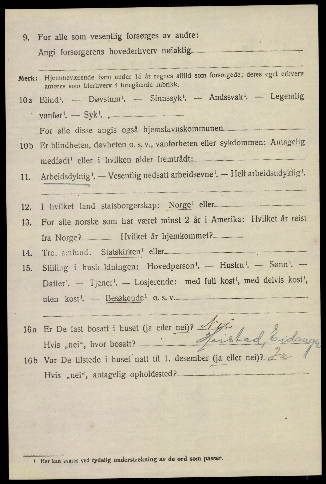 SAKO, 1920 census for Eidanger, 1920, p. 4257