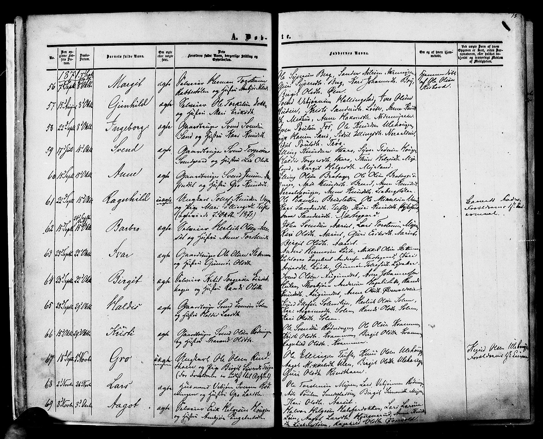 Hol kirkebøker, AV/SAKO-A-227/F/Fa/L0002: Parish register (official) no. I 2, 1870-1886, p. 13