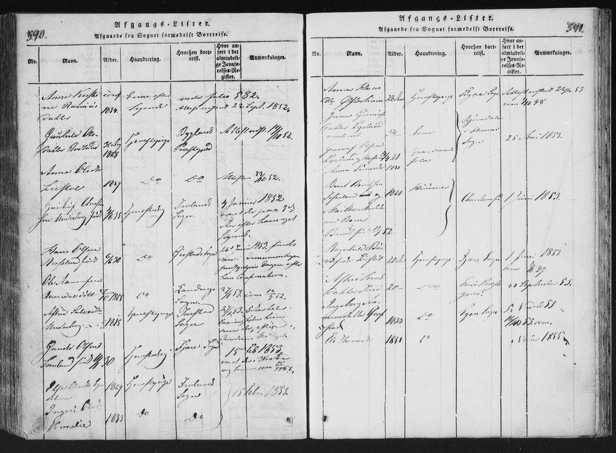 Åseral sokneprestkontor, SAK/1111-0051/F/Fa/L0001: Parish register (official) no. A 1, 1815-1853, p. 590-591