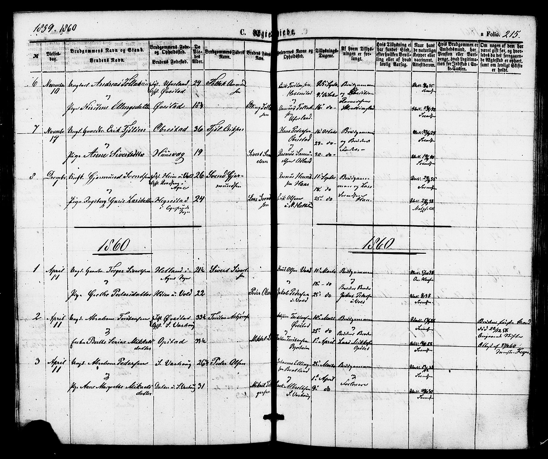 Hå sokneprestkontor, AV/SAST-A-101801/001/30BA/L0009: Parish register (official) no. A 8, 1855-1878, p. 215