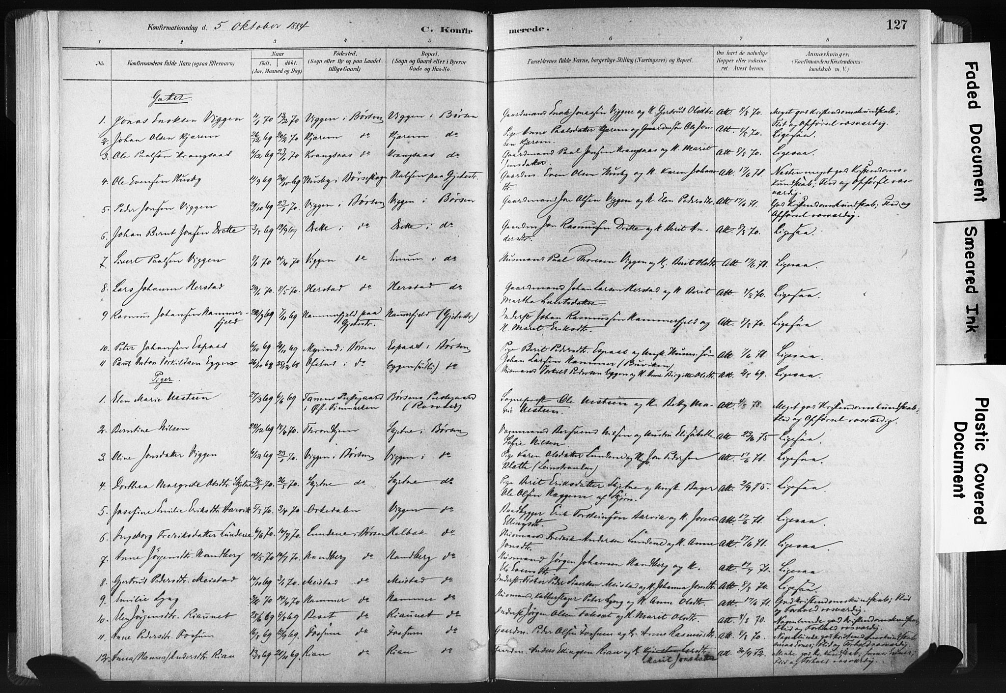 Ministerialprotokoller, klokkerbøker og fødselsregistre - Sør-Trøndelag, SAT/A-1456/665/L0773: Parish register (official) no. 665A08, 1879-1905, p. 127