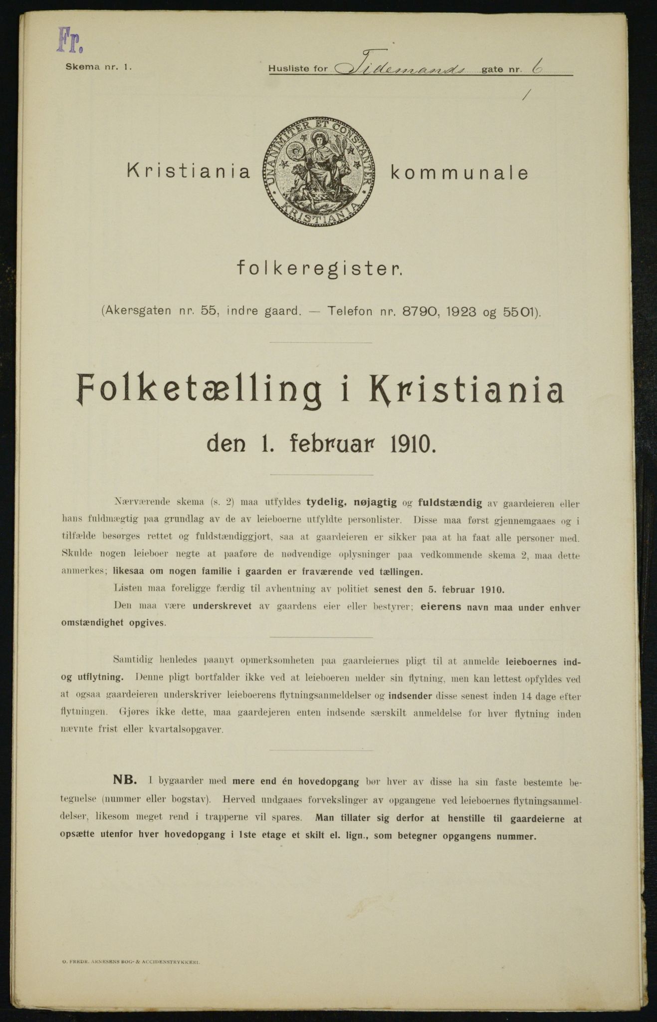 OBA, Municipal Census 1910 for Kristiania, 1910, p. 105711