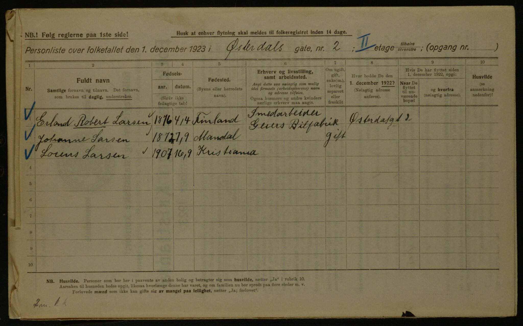 OBA, Municipal Census 1923 for Kristiania, 1923, p. 142181