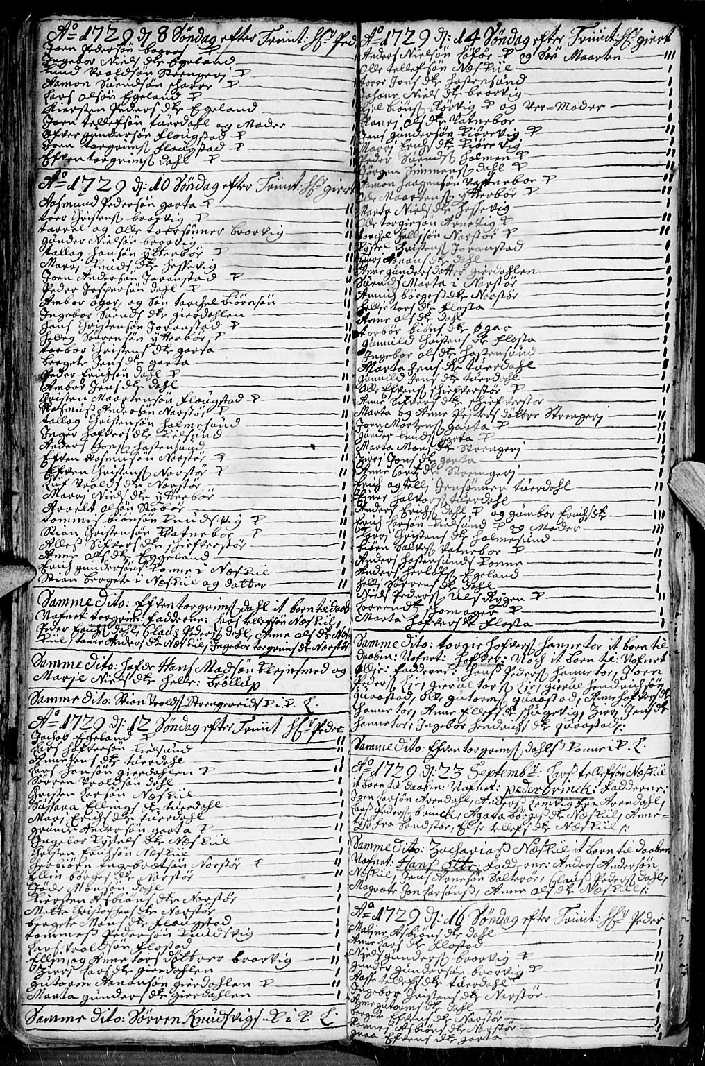 Dypvåg sokneprestkontor, AV/SAK-1111-0007/F/Fb/Fba/L0003: Parish register (copy) no. B 3, 1715-1738, p. 120