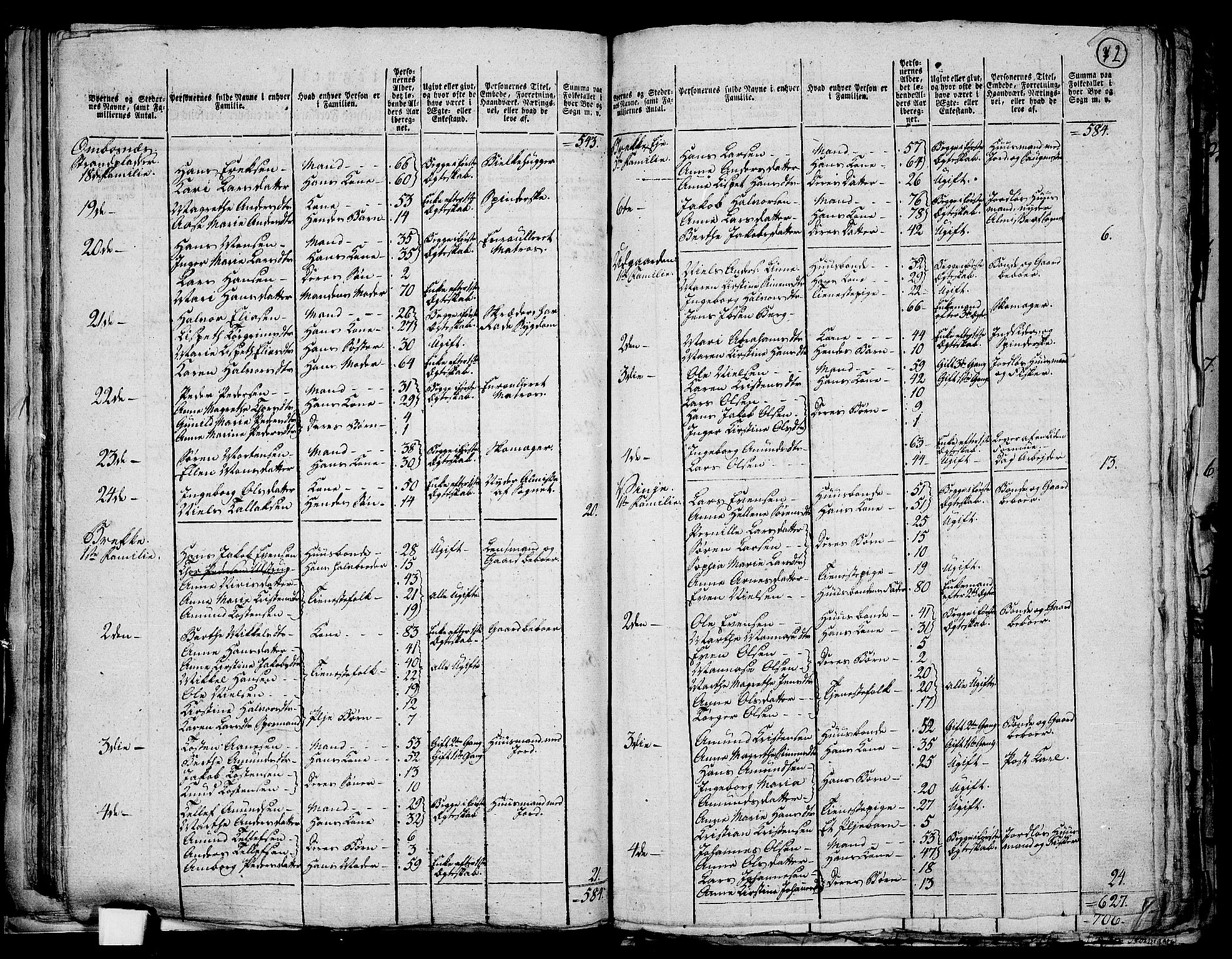 RA, 1801 census for 0814P Bamble, 1801, p. 71b-72a