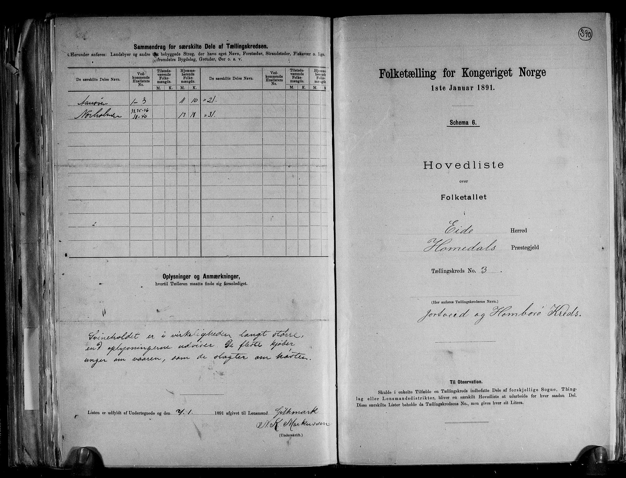 RA, 1891 census for 0925 Eide, 1891, p. 9